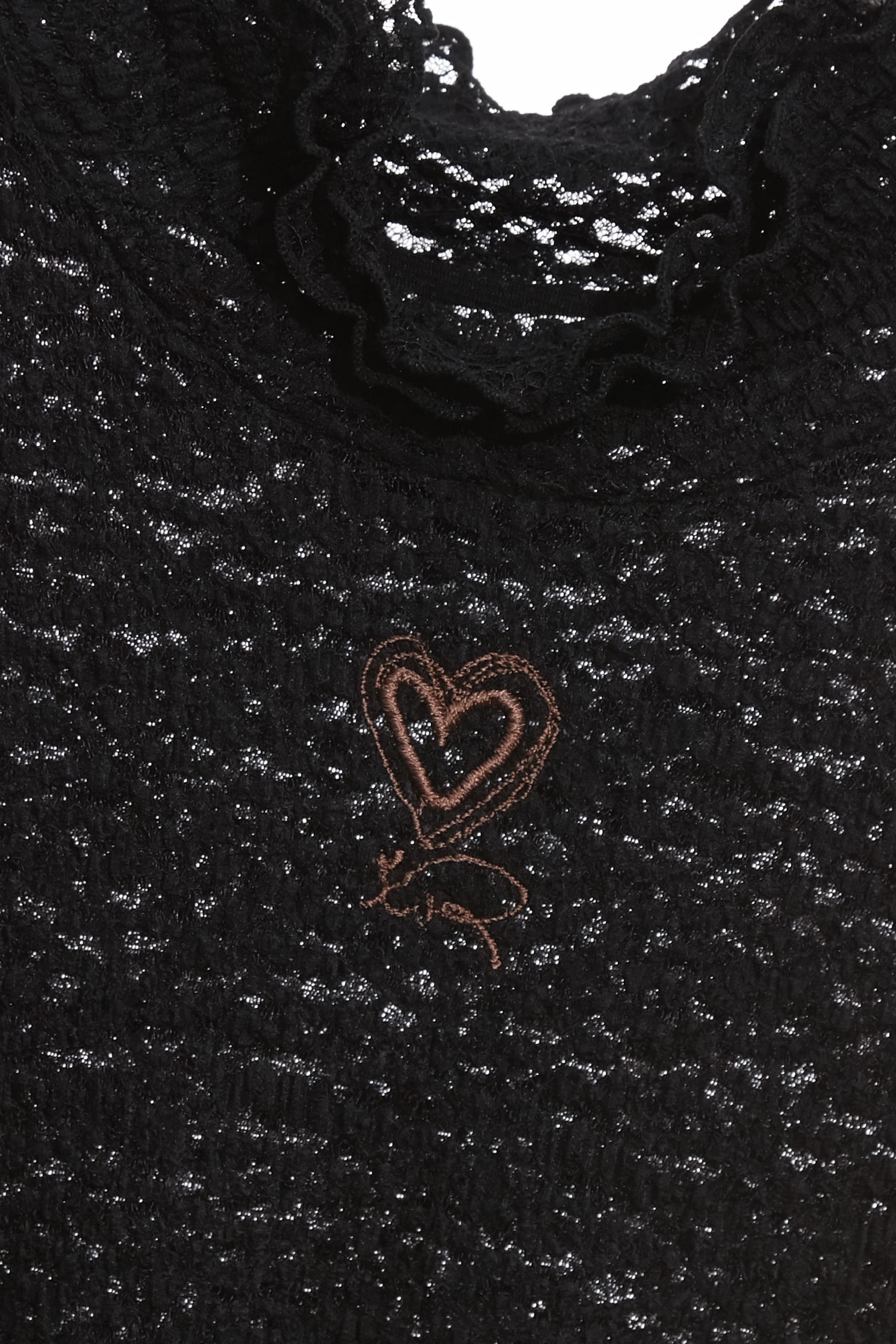 R Embroidery Logo Long Sleeve TopR Embroidery Logo Long Sleeve Top,Tops,Embroidered,Season (AW) Look,Lace,black tops