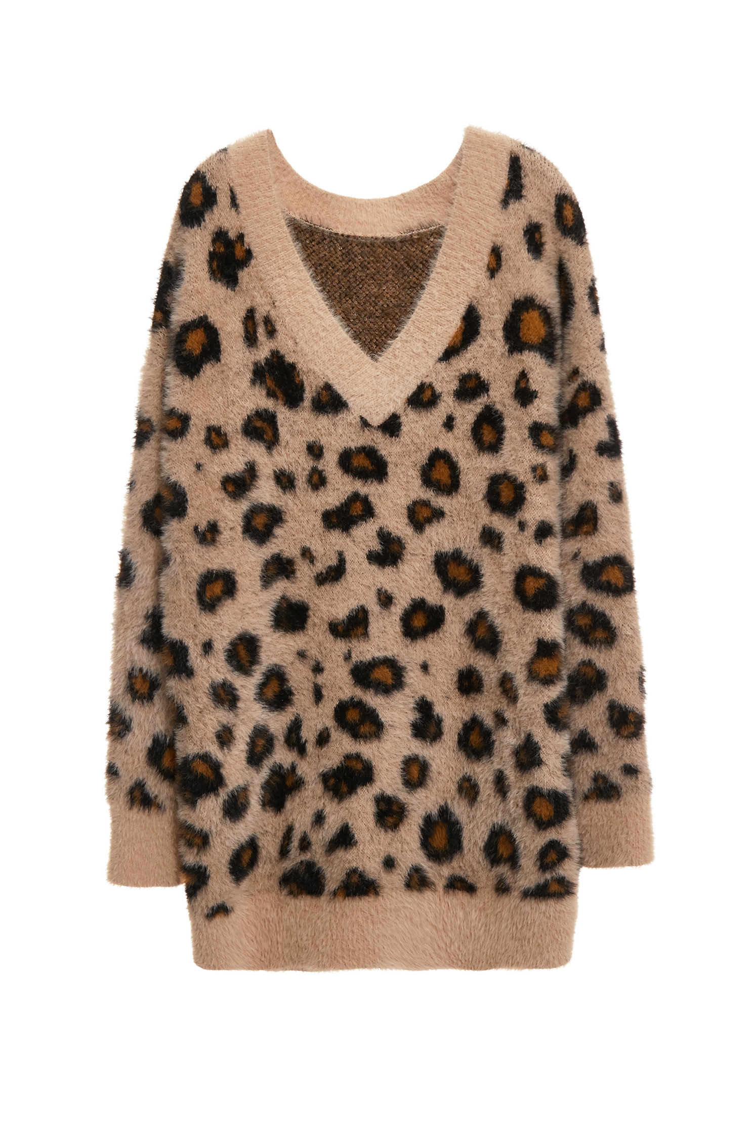 V-neck Leopard Print Knit TopV-neck Leopard Print Knit Top,Tops,Season (AW) Look,Knitted,Knitted tops