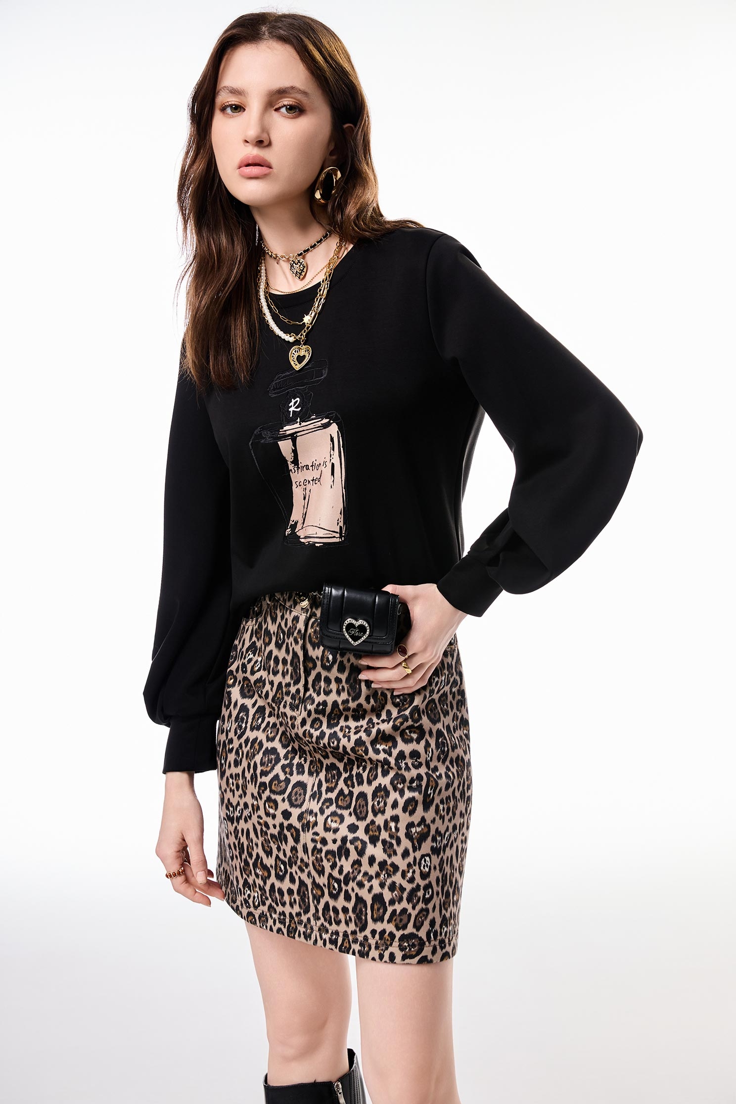 Front Graphic Long Sleeve Black TopFront Graphic Long Sleeve Black Top,Tops,Embroidered,Season (AW) Look,black tops