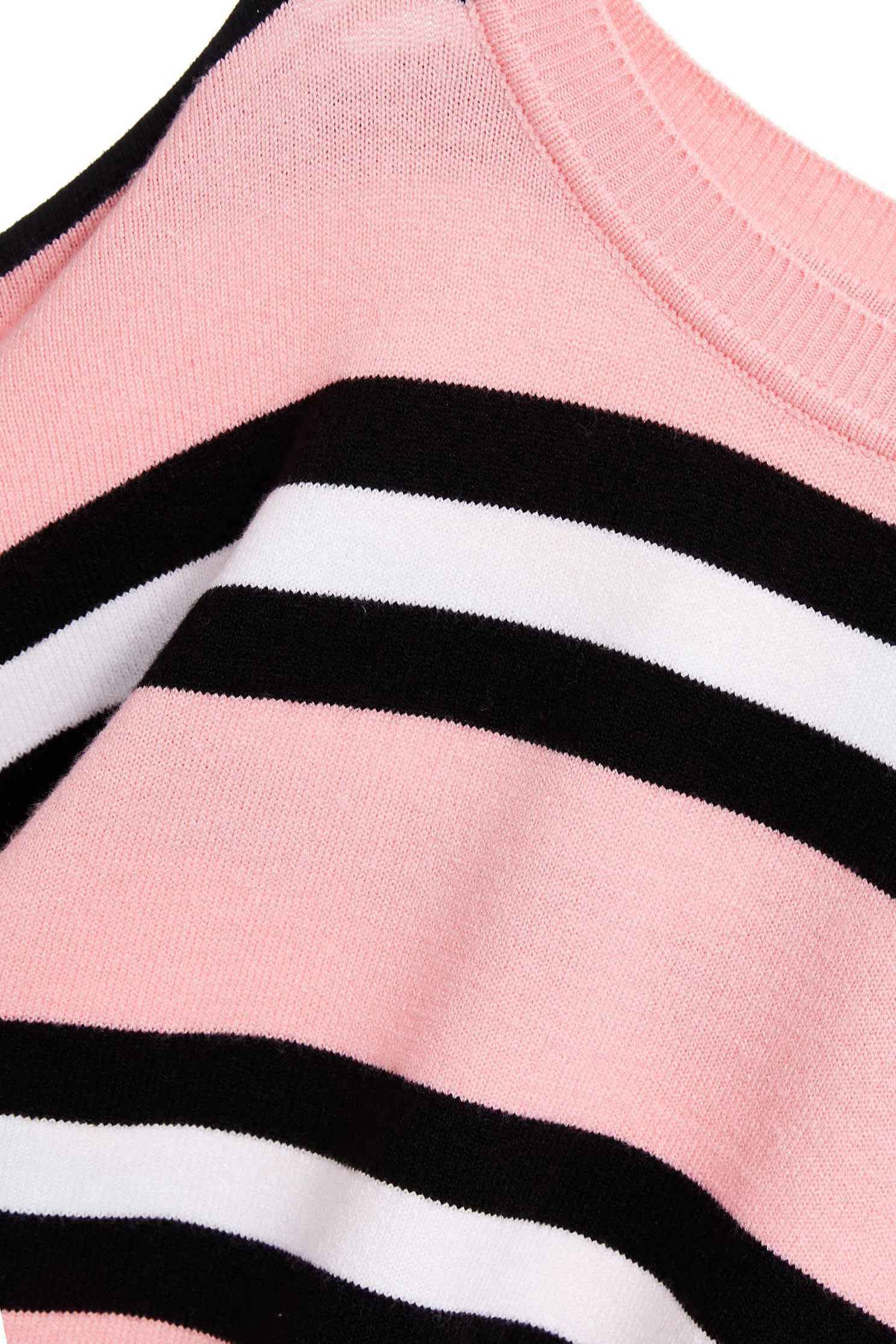 Contrast Stripe Knit TopRound-necked striped long-sleeved knit sweater,Tops,Round neck tops,Rayon,Season (SS) Look,Stripe,Season (AW) Look,Pink,Knitted,Knitted tops,Knitted tops,Long sleeve tops