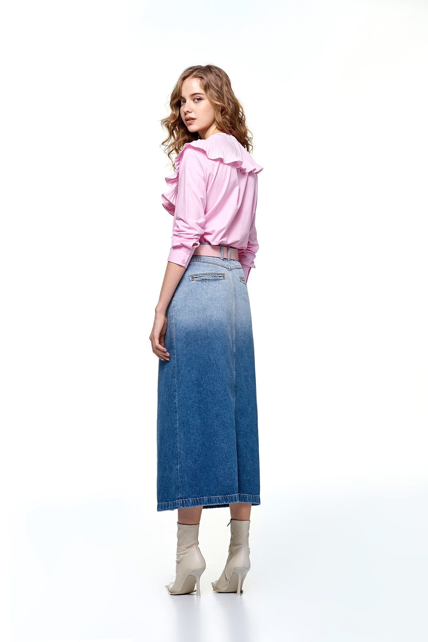 Pleated Flounce Collar BlousePleated Flounce Collar Blouse,Tops,Season (AW) Look,Blouses,Chiffon