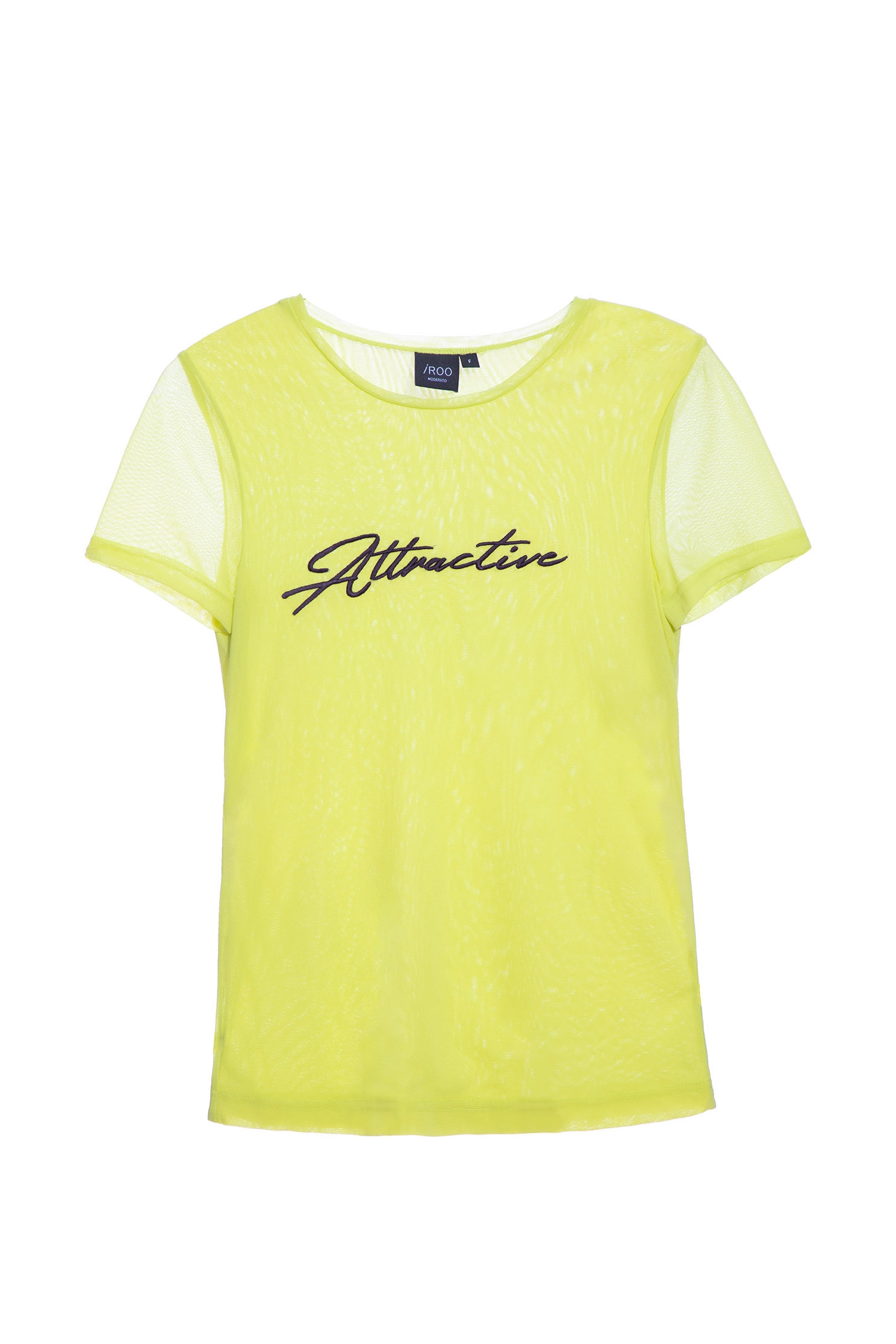 Slogan Fitted Nylon TopTop with charming string embroidery,T-shirts,Tops,Embroidered,Season (AW) Look,Embroidered tops