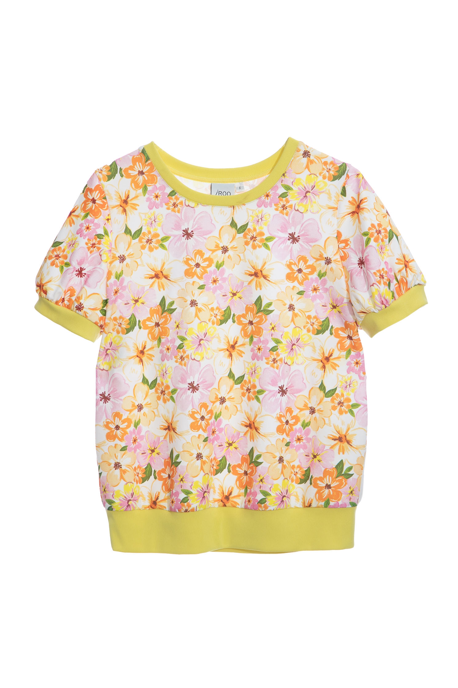 Floral Print Rib Hem TopT-shirt top with garden print,T-shirts,T-shirts,Tops,Season (SS) Look