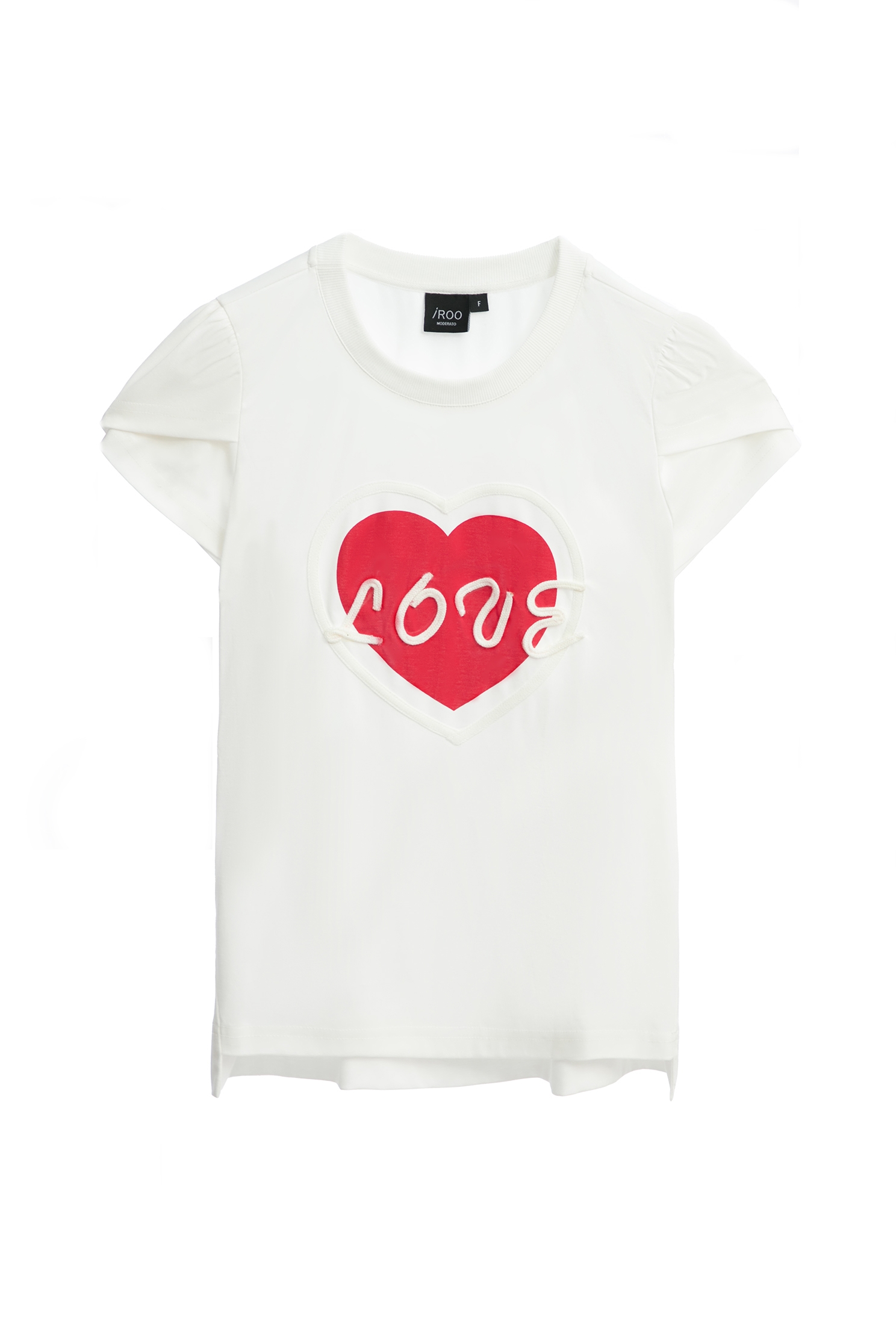 Front Heart Logo Tee With Tulip SleeveFront Heart Logo Tee With Tulip Sleeve,Tops,Season (SS) Look,Embroidered