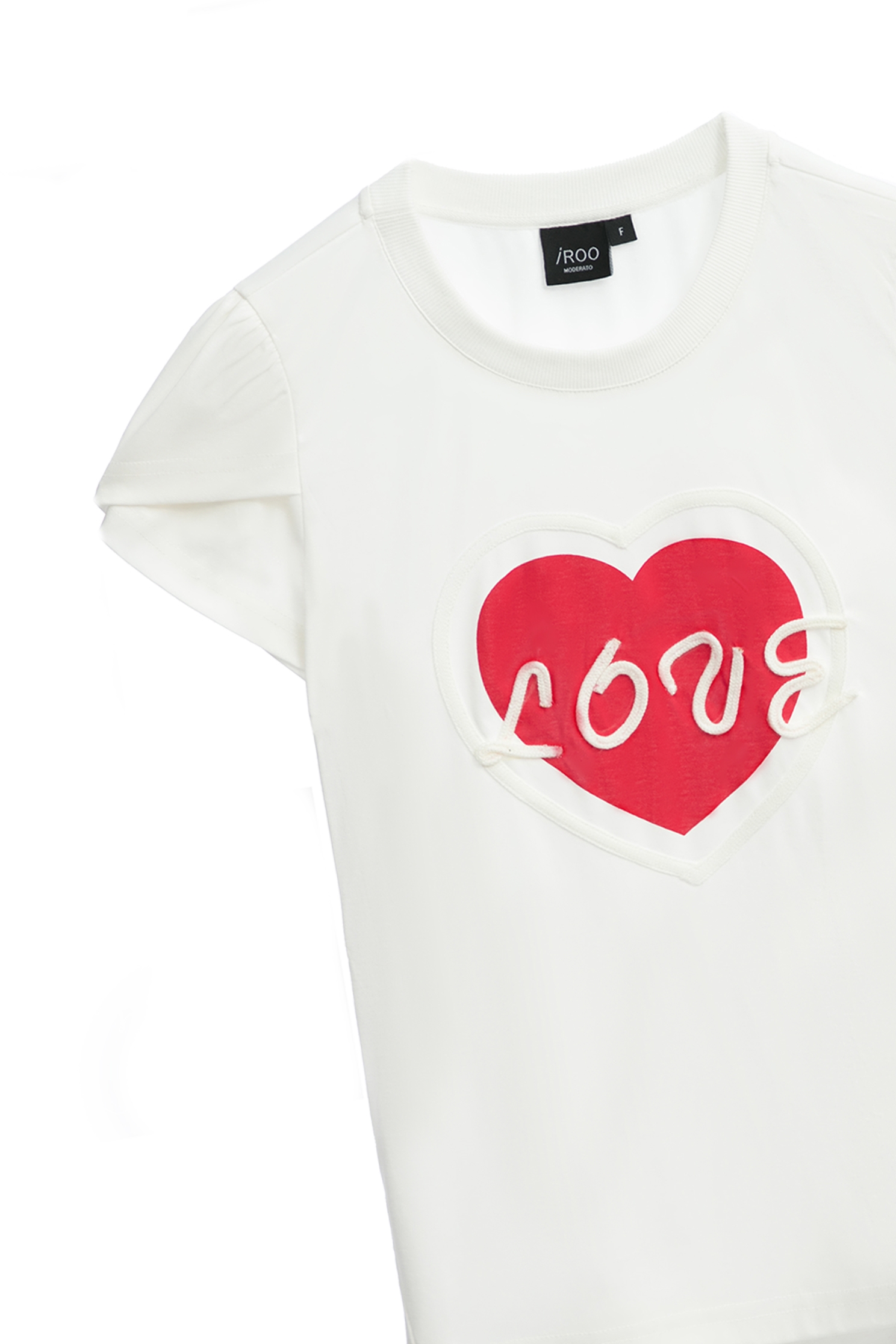 Front Heart Logo Tee With Tulip SleeveFront Heart Logo Tee With Tulip Sleeve,Tops,Season (SS) Look,Embroidered