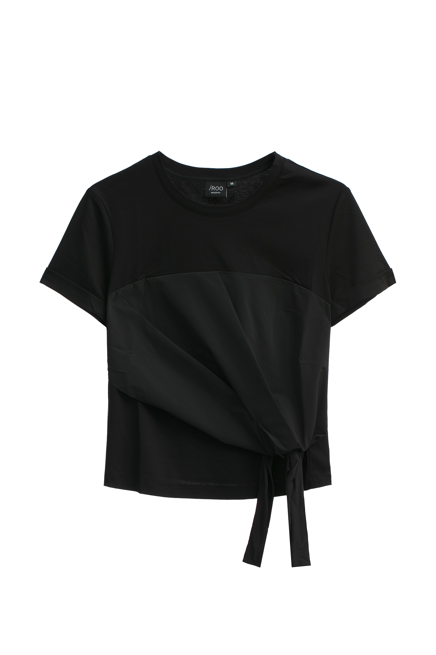 Side Knot Short Sleeve Taffeta Mix TeeSide Knot Short Sleeve Taffeta Mix Tee,Tops,Season (SS) Look