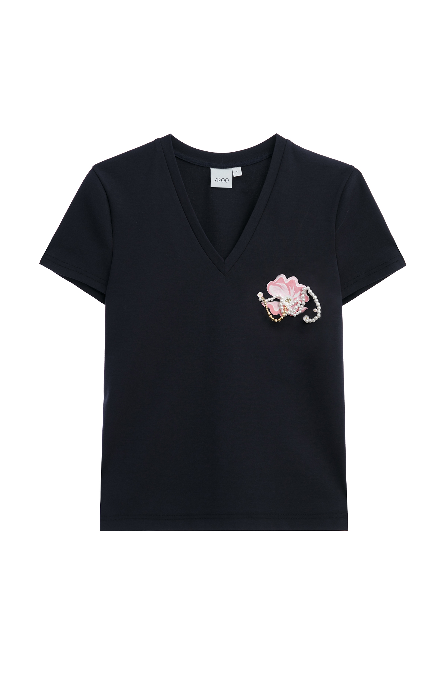 Navy Tee With Pearl Applique DetailNavy Tee With Pearl Applique Detail,T-shirts,T-shirts,Tops,Season (SS) Look,pearl