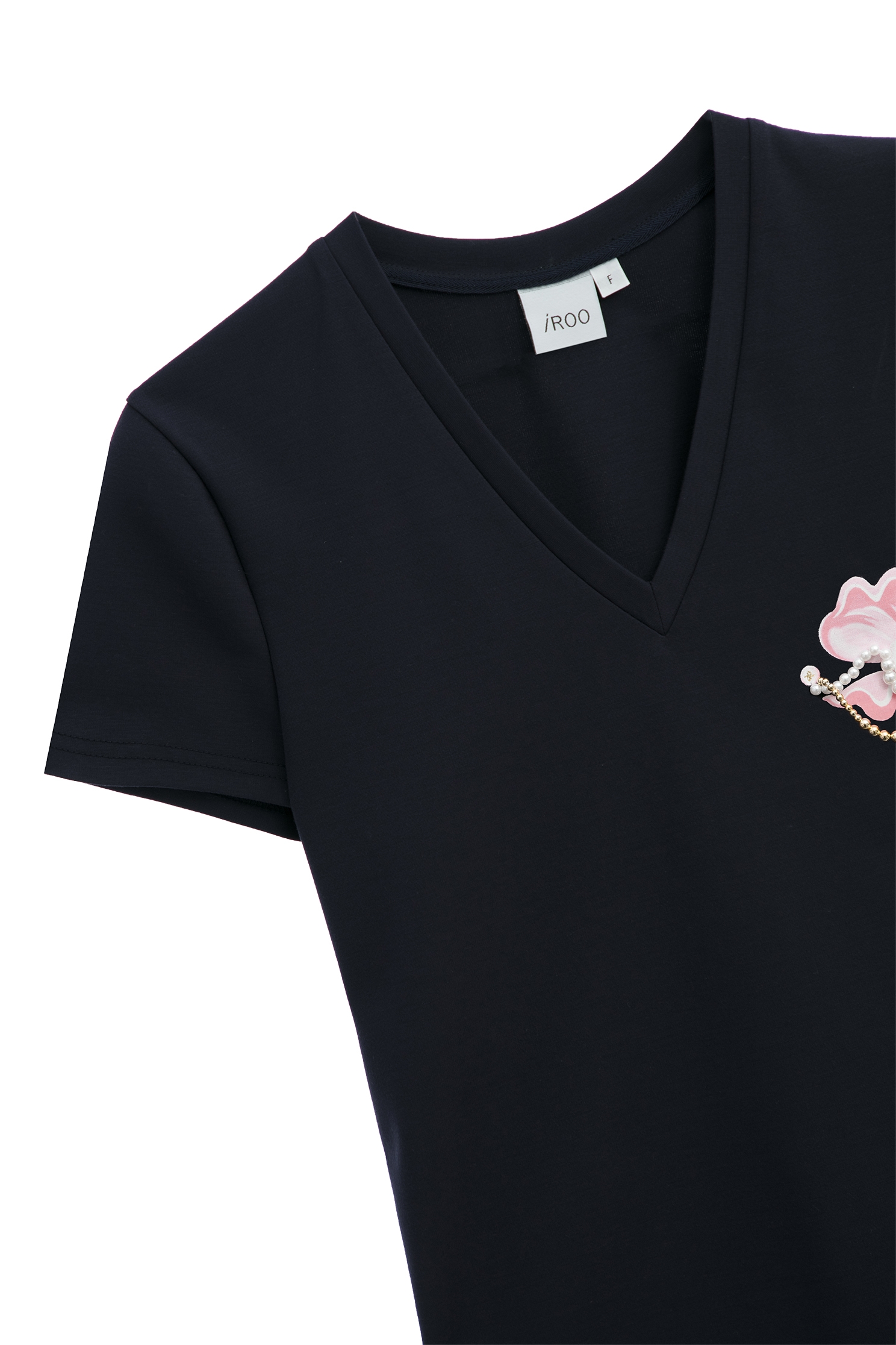 Navy Tee With Pearl Applique DetailNavy Tee With Pearl Applique Detail,T-shirts,T-shirts,Tops,Season (SS) Look,pearl