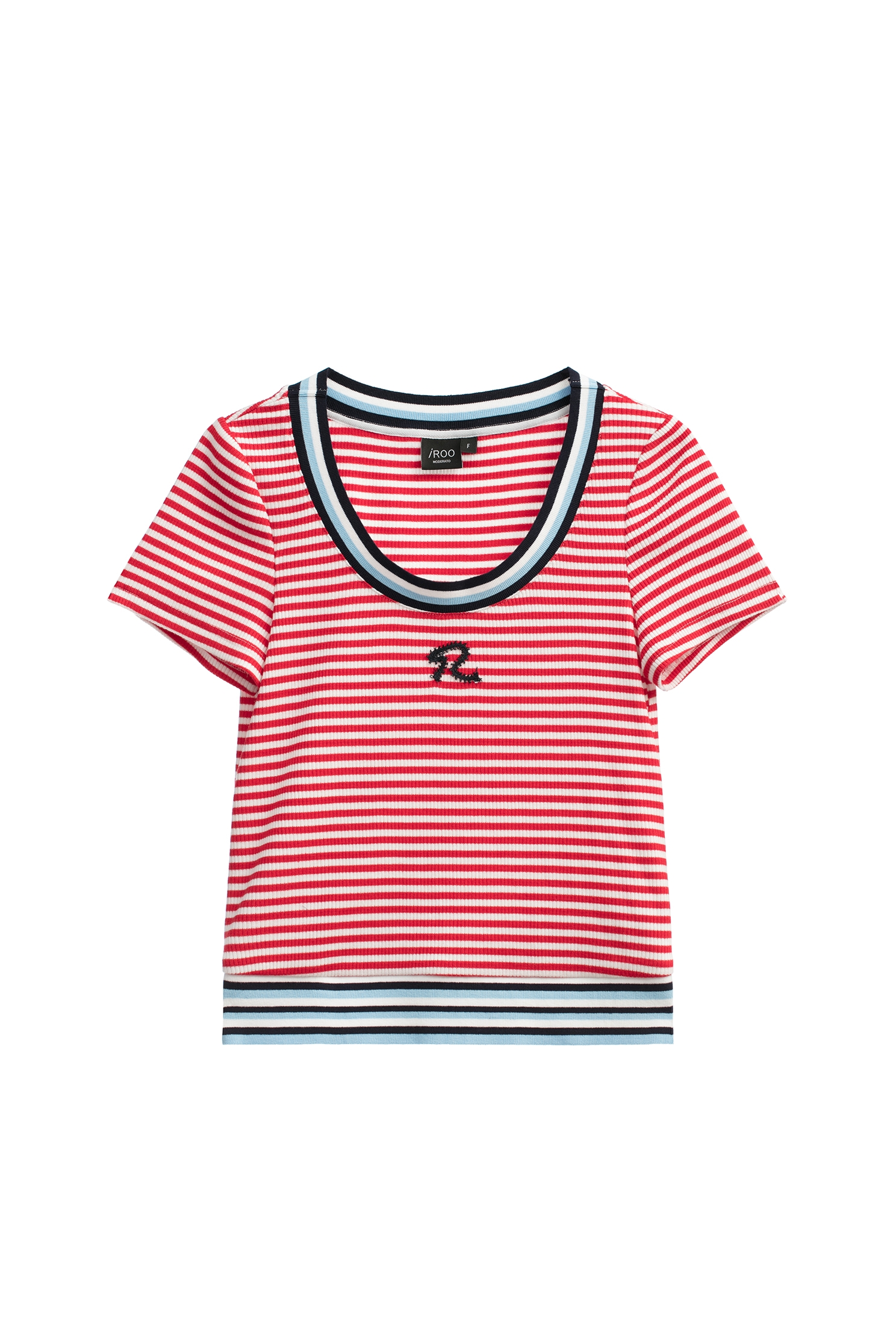 Red White Stripe Short Sleeve TeeRed White Stripe Short Sleeve Tee,T-shirts,Season (SS) Look,Stripe,Knitted