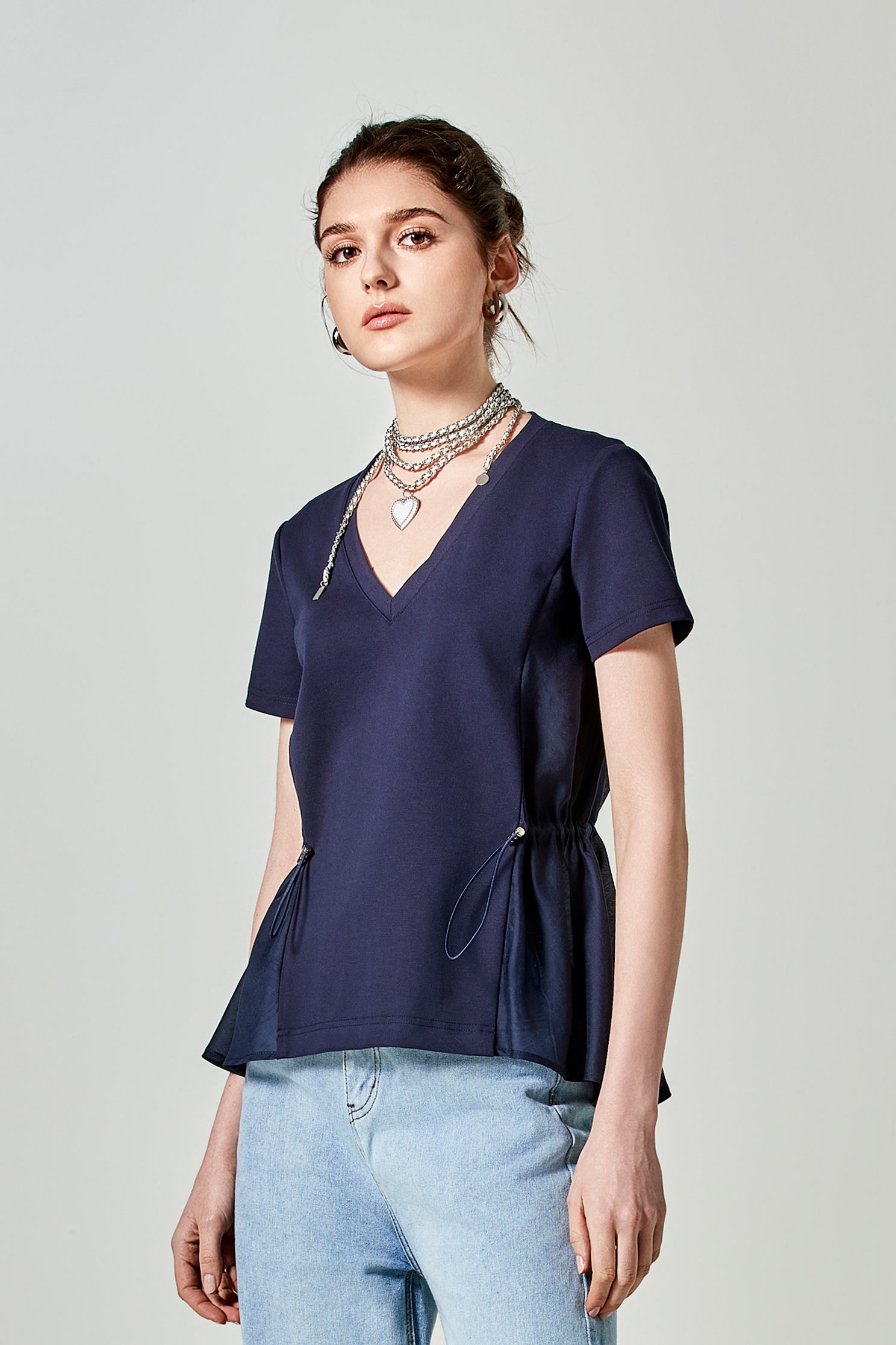 V-neck Drawstring TopV-neck Drawstring Top,Tops,Season (SS) Look