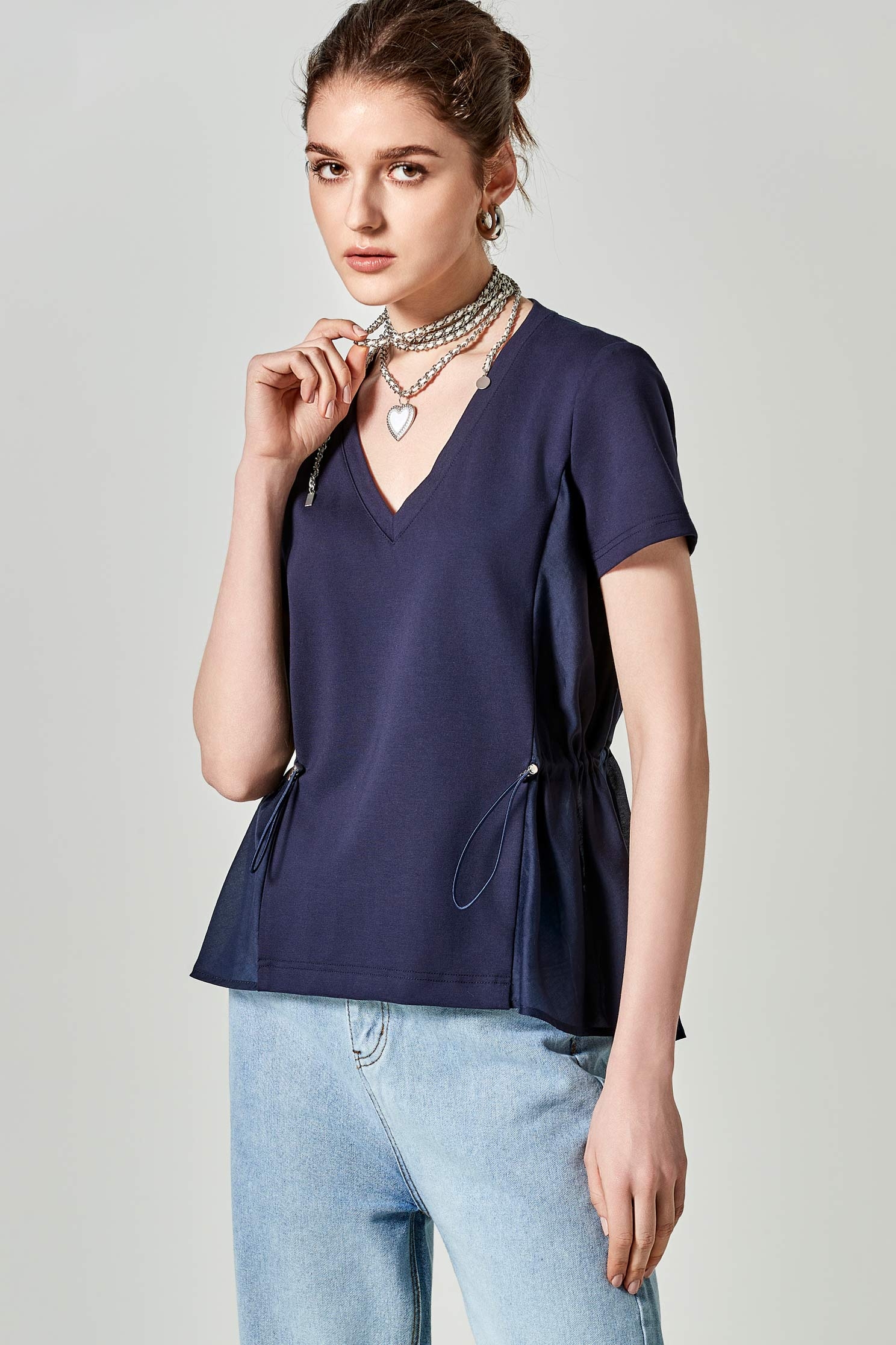 V-neck Drawstring TopV-neck Drawstring Top,Tops,Season (SS) Look