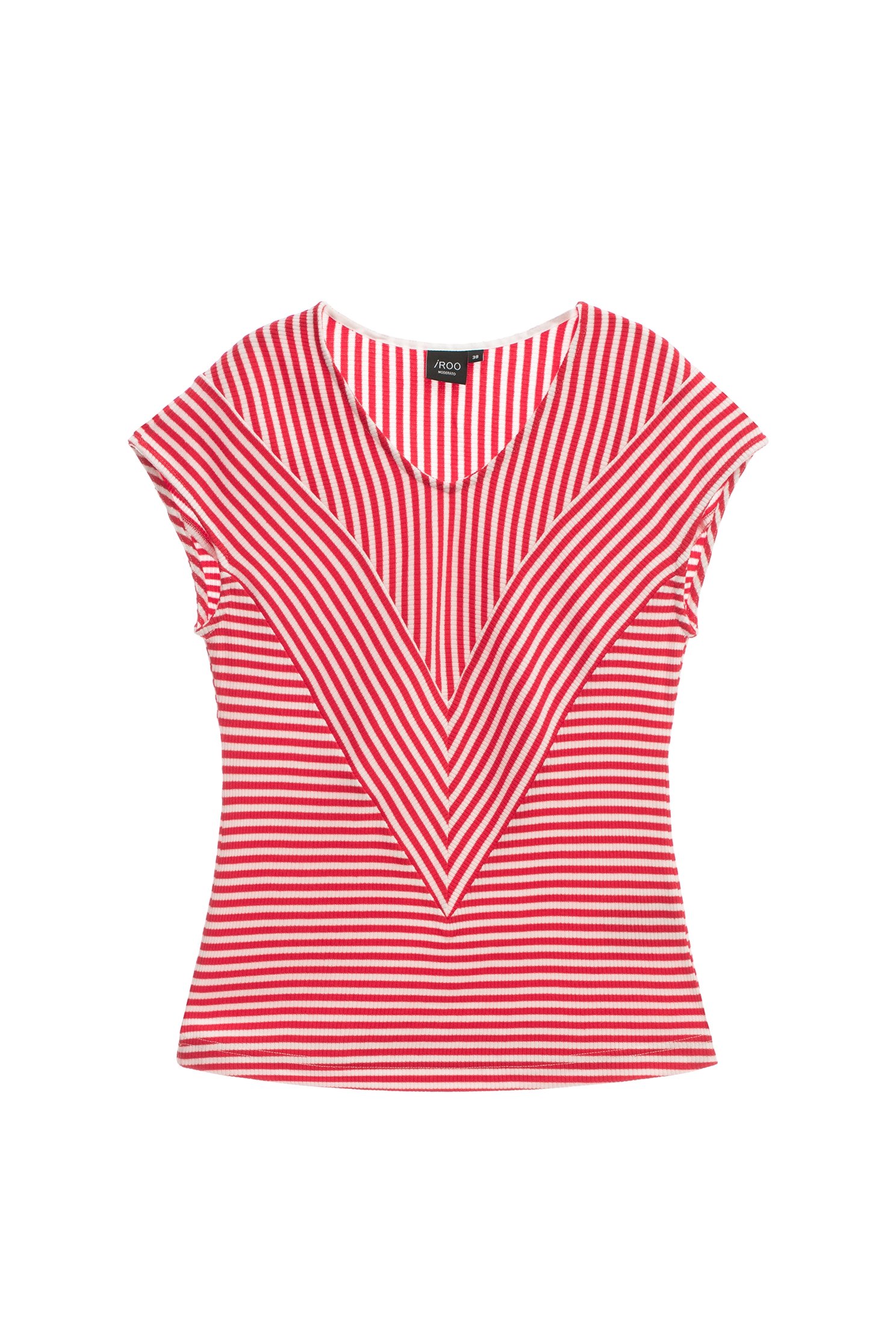 Red White Stripe V-neck TopRed White Stripe V-neck Top,Tops,Season (SS) Look,Stripe,Knitted