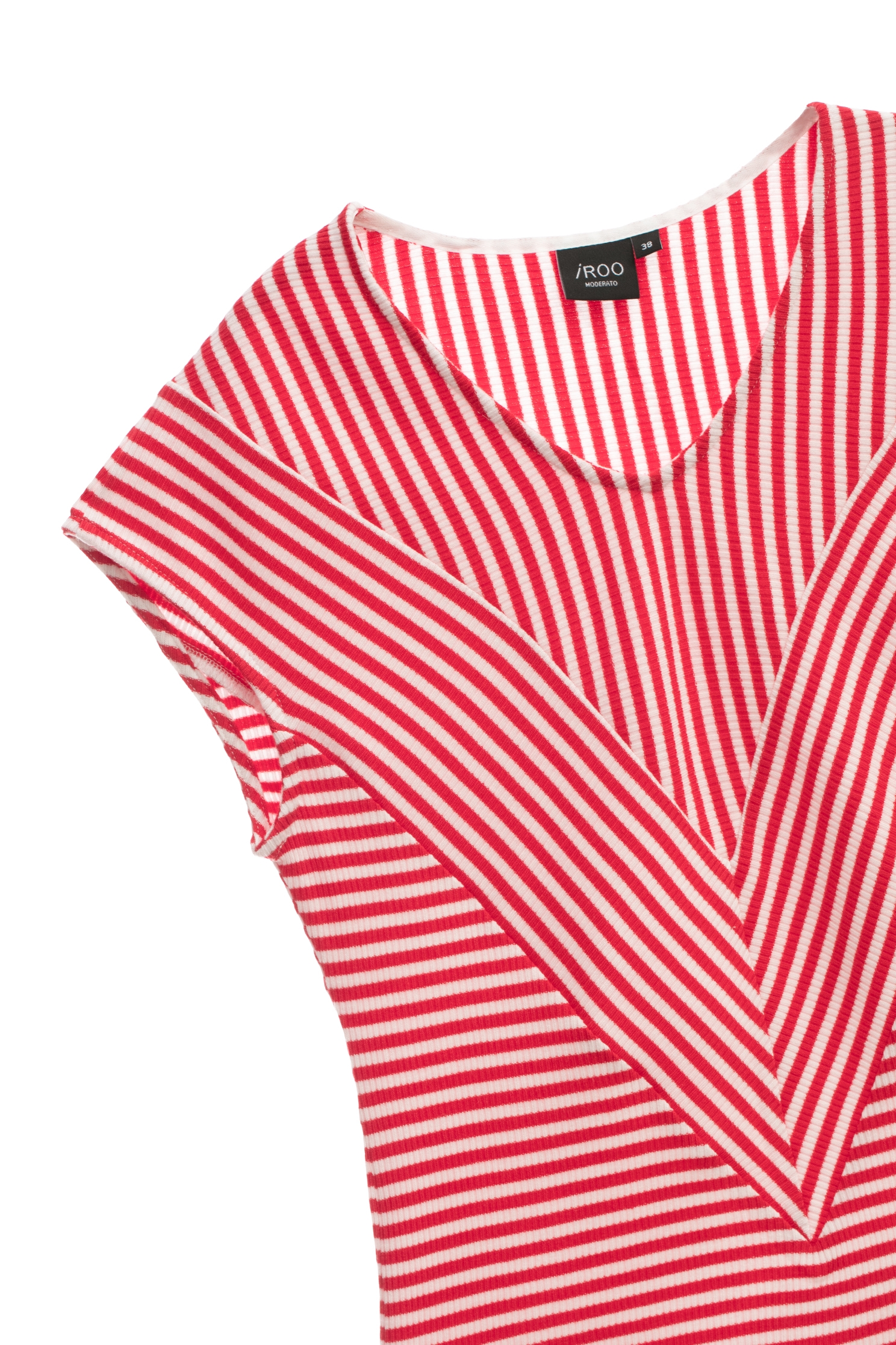 Red White Stripe V-neck TopRed White Stripe V-neck Top,Tops,Season (SS) Look,Stripe,Knitted