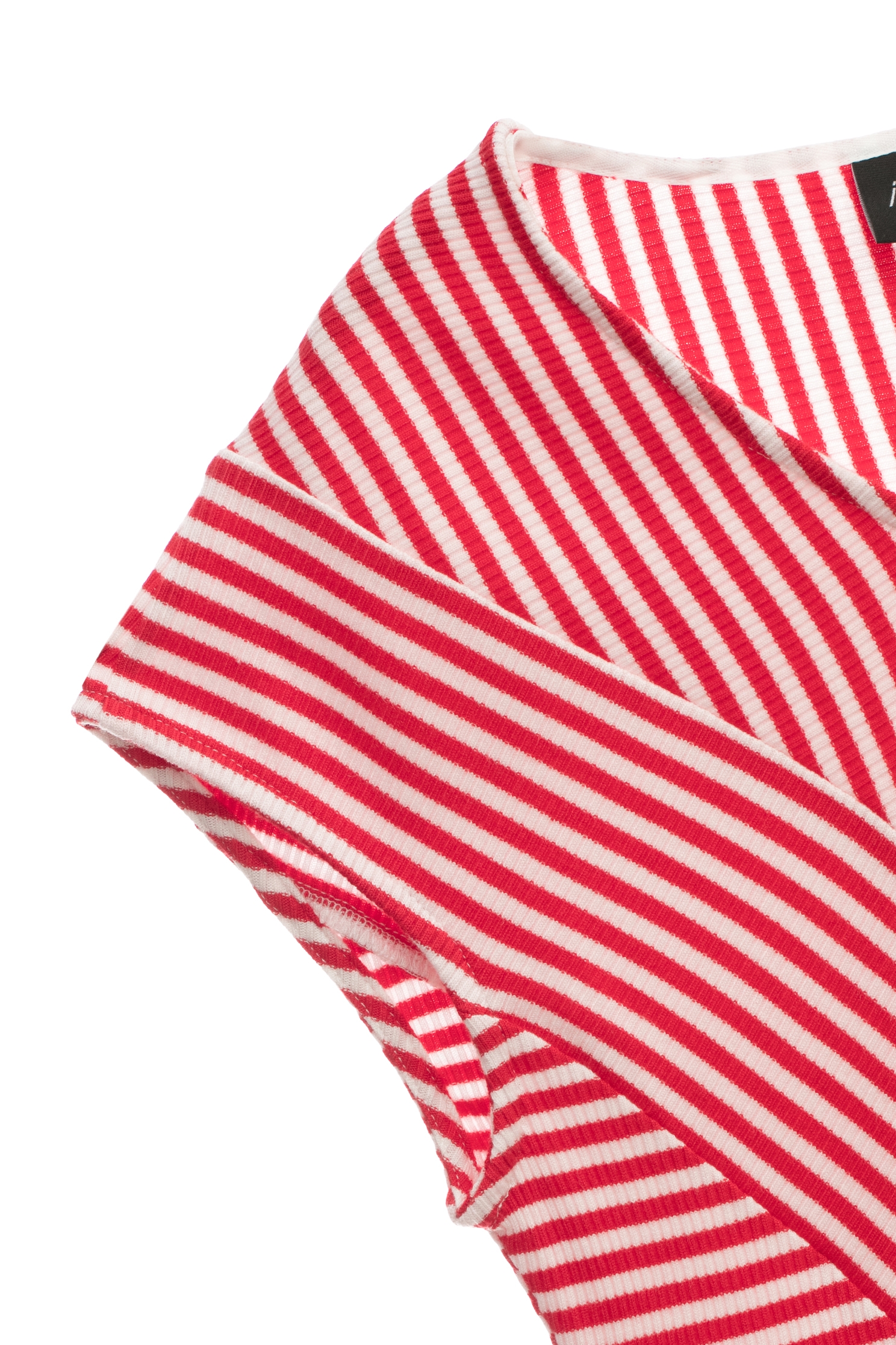 Red White Stripe V-neck TopRed White Stripe V-neck Top,Tops,Season (SS) Look,Stripe,Knitted