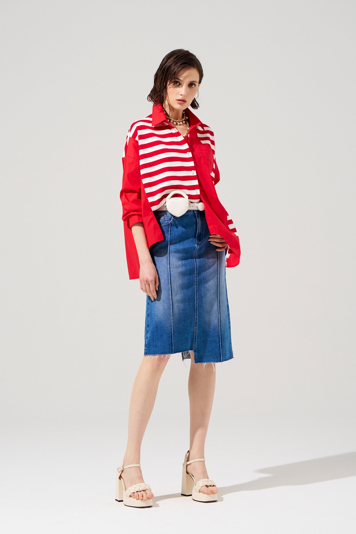 Asymmetric Oversize Stripe TopAsymmetric Oversize Stripe Top,Season (SS) Look,Stripe,Blouses,Knitted