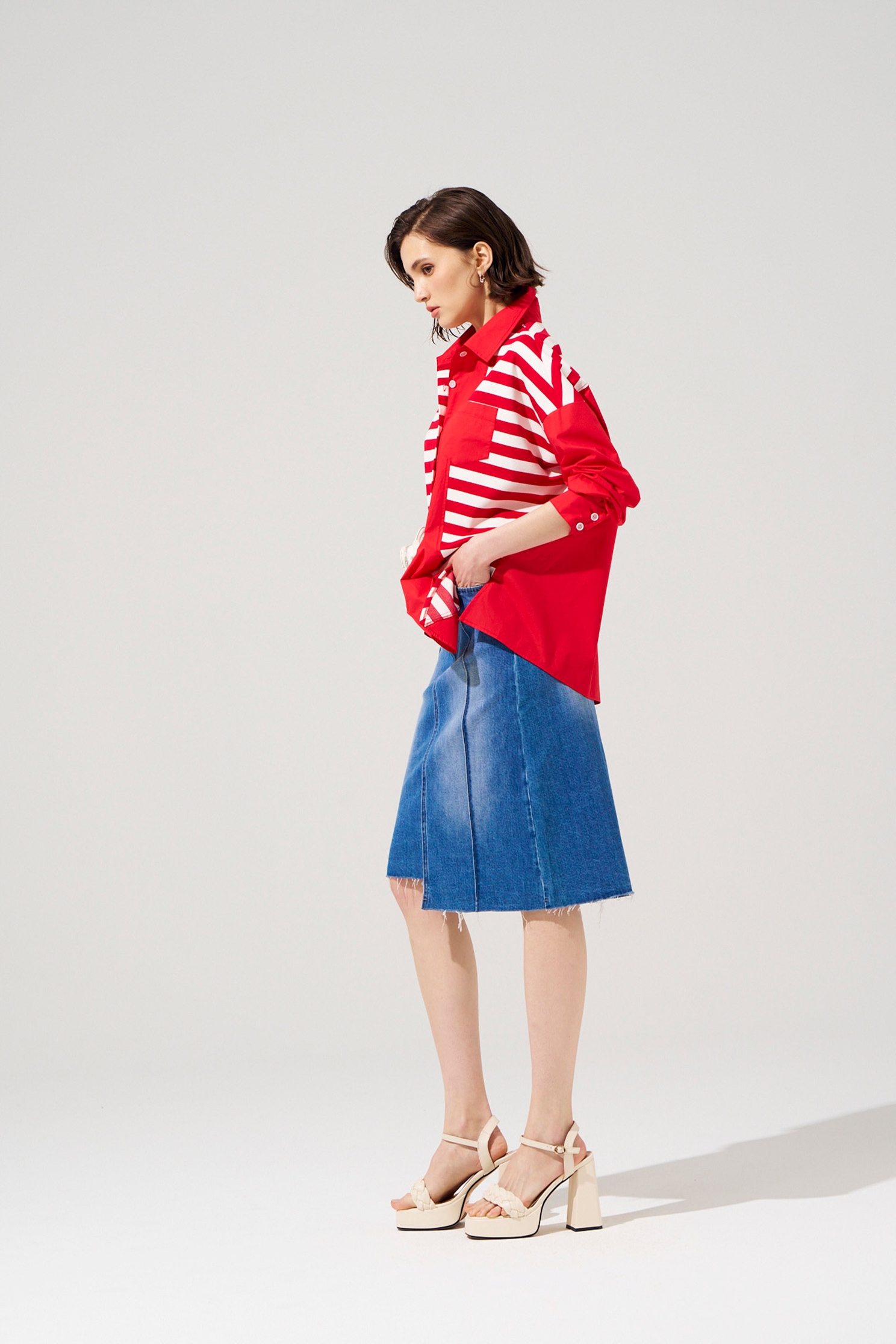 Asymmetric Oversize Stripe TopAsymmetric Oversize Stripe Top,Season (SS) Look,Stripe,Blouses,Knitted