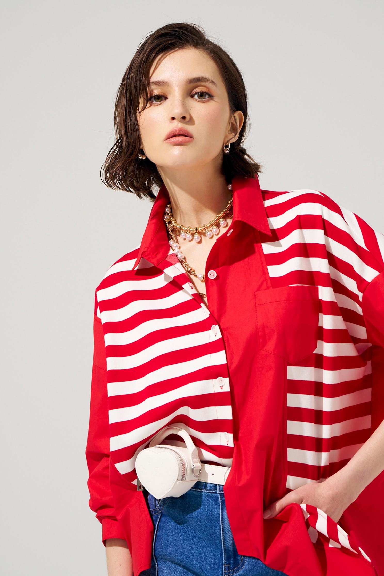 Asymmetric Oversize Stripe TopAsymmetric Oversize Stripe Top,Season (SS) Look,Stripe,Blouses,Knitted