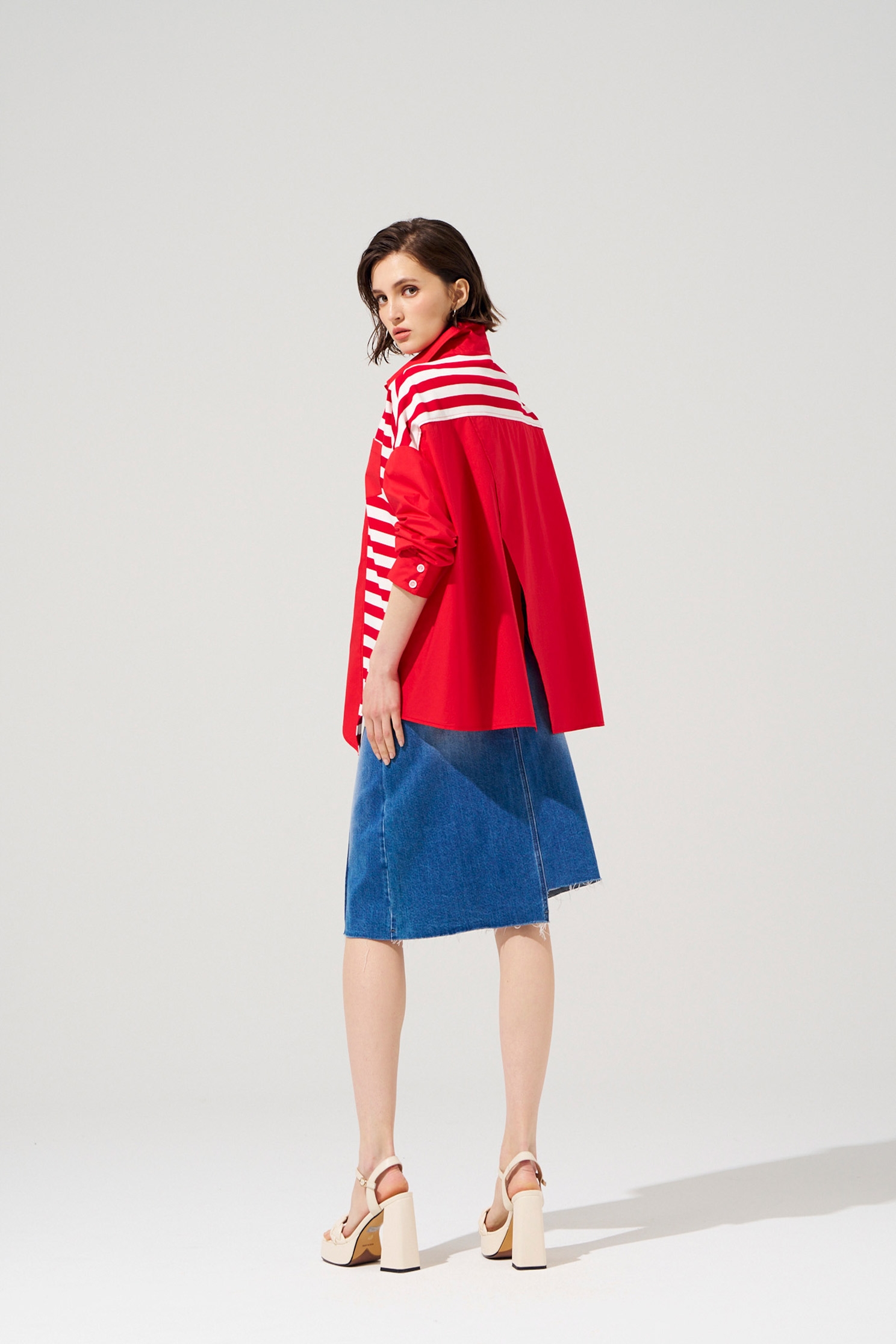 Asymmetric Oversize Stripe TopAsymmetric Oversize Stripe Top,Season (SS) Look,Stripe,Blouses,Knitted