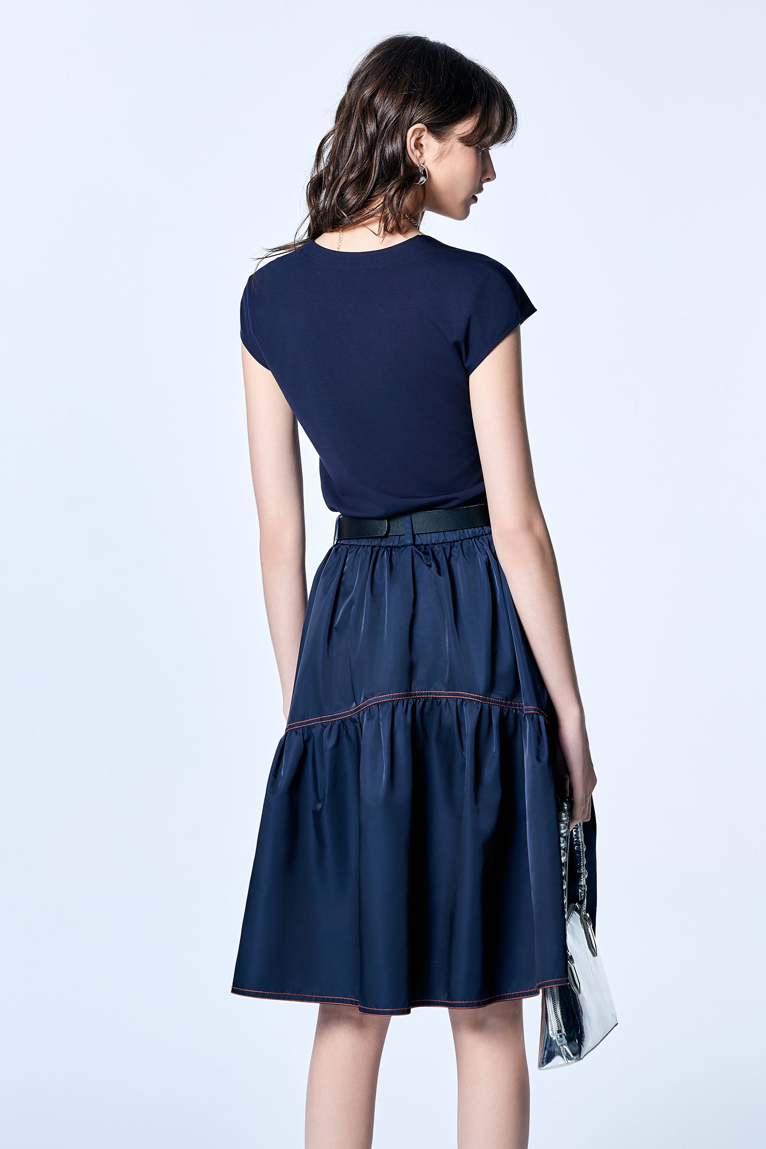 Navy Bow Detail Cap Sleeve TeeNavy Bow Detail Cap Sleeve Tee,Tops,Season (SS) Look,bows