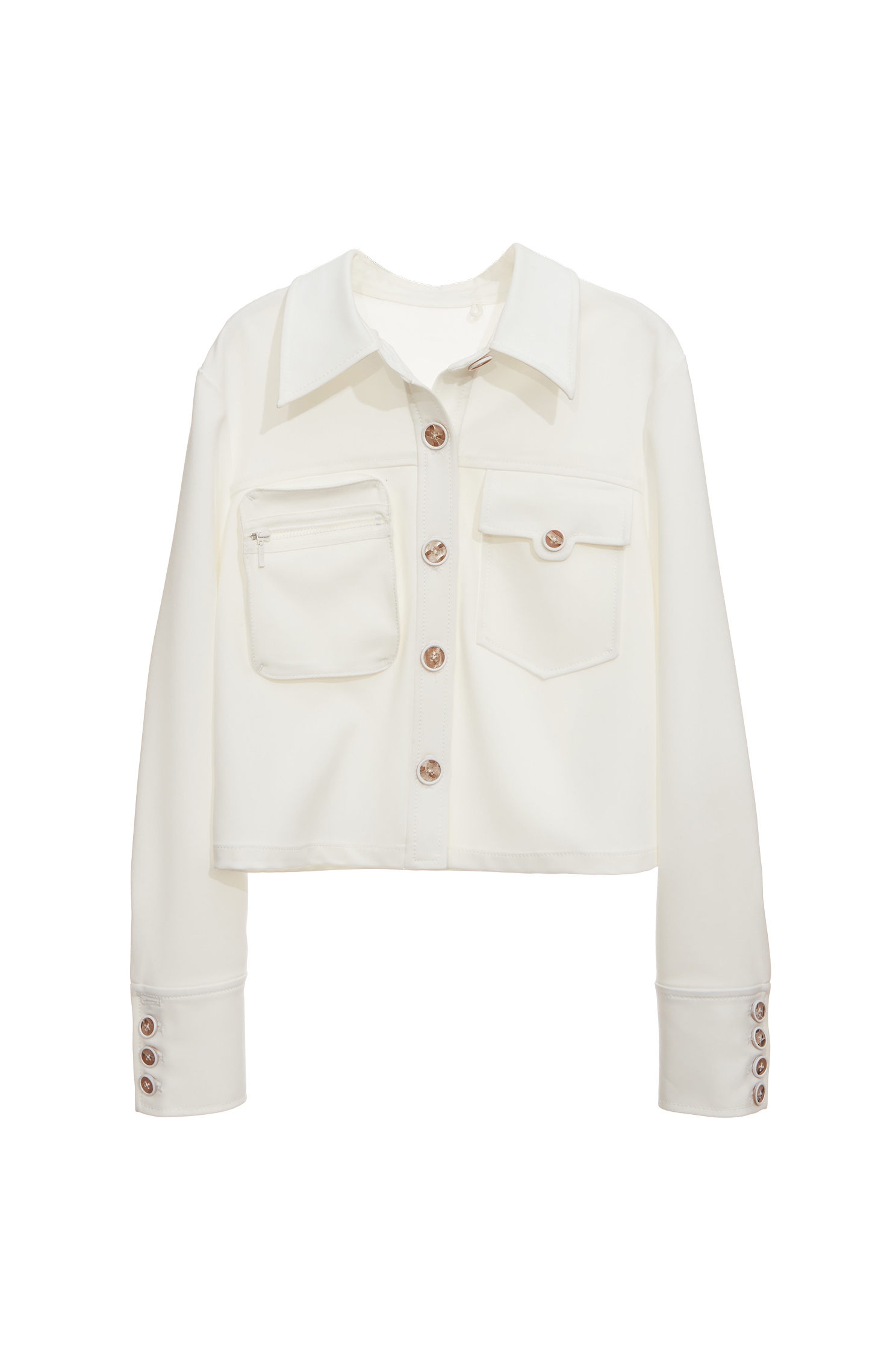 Asymmetric Pockets Crop JacketAsymmetric Pockets Crop Jacket,Outerwear,Season (SS) Look,Blouses