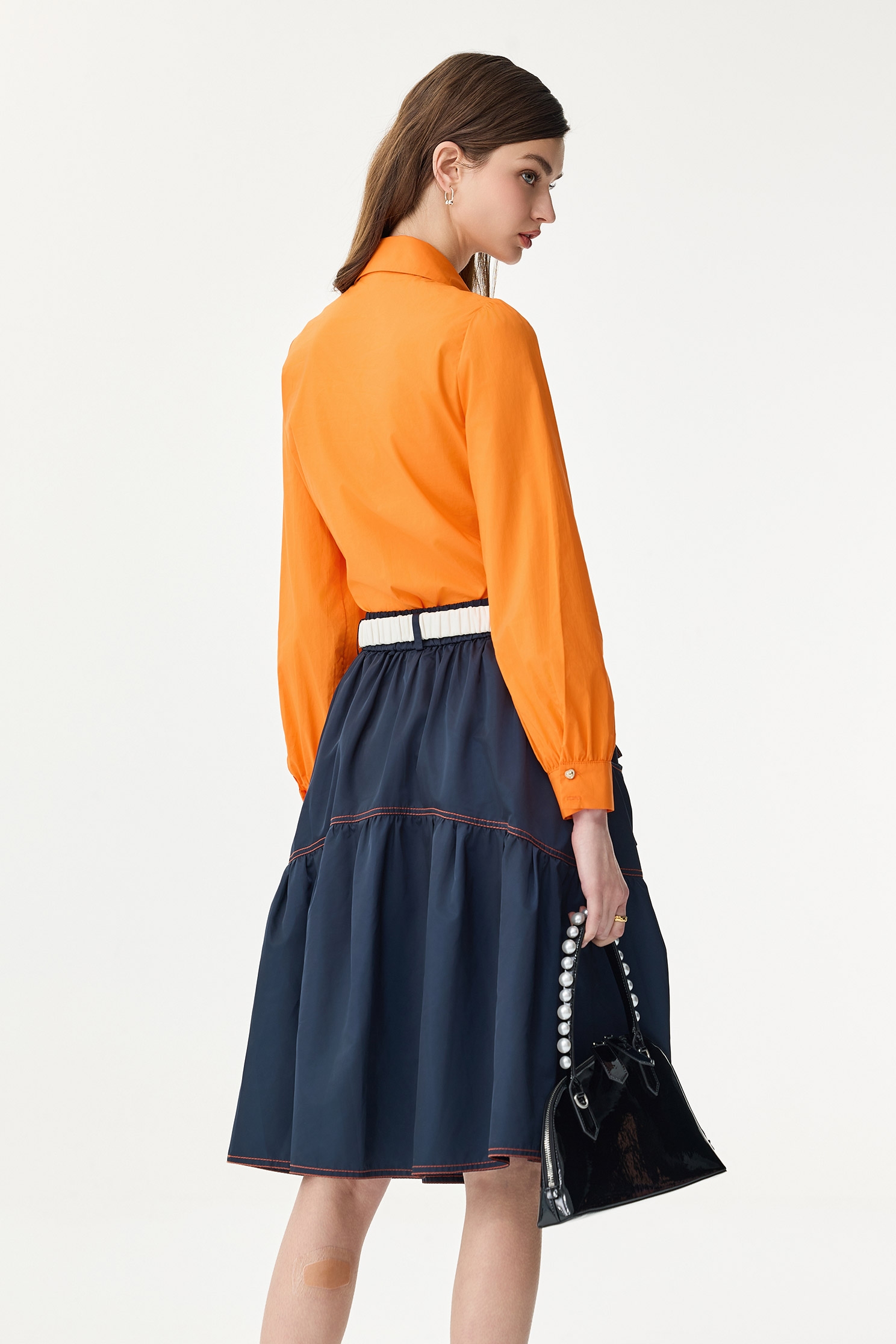 Orange Ruffle Detail BlouseOrange Ruffle Detail Blouse,Tops,Season (SS) Look,Blouses