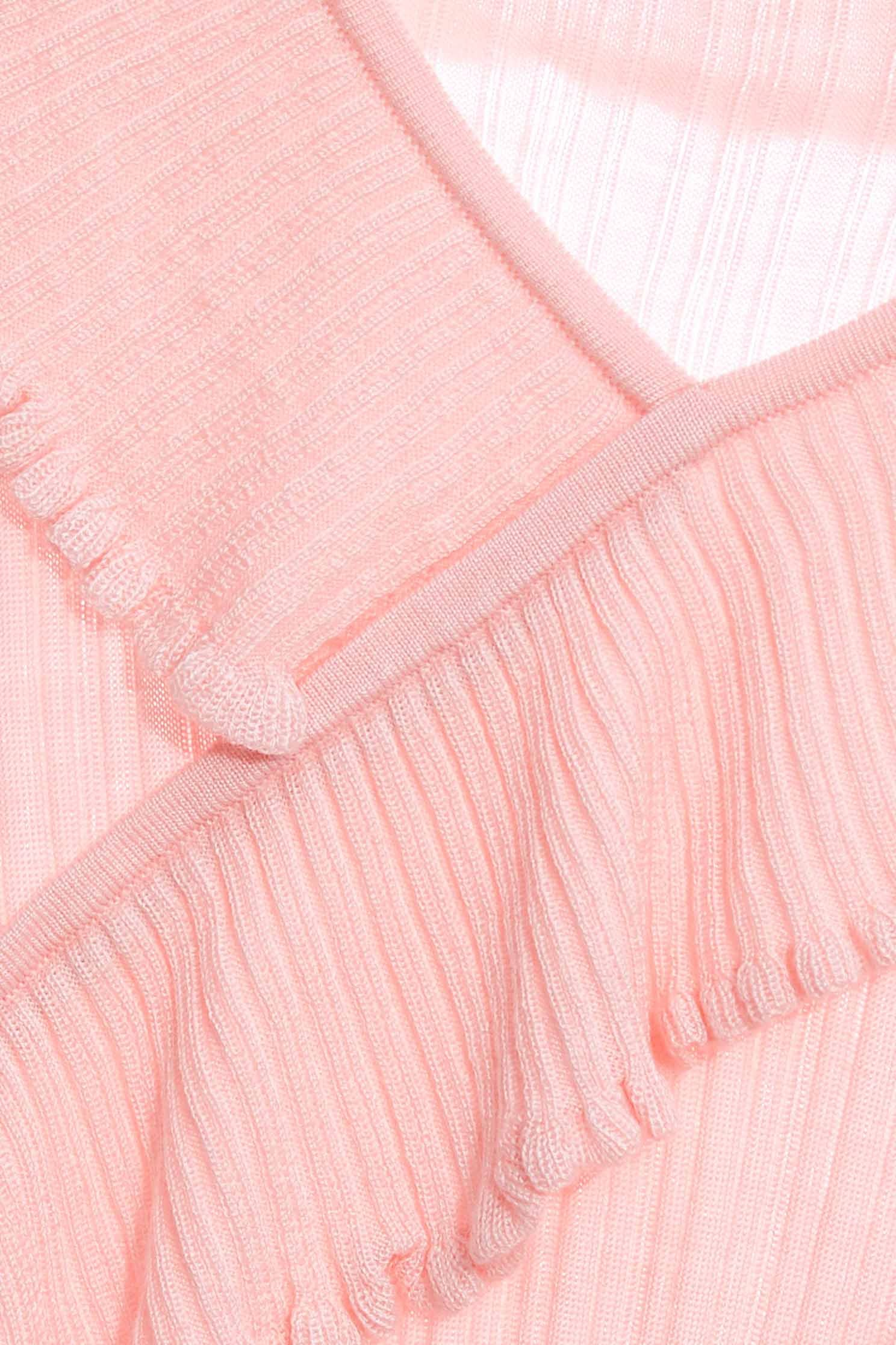 Pink Knit Top With Ruffle Detailknitted top with ruffle collar,V-Neck T shirts,Tops,Stripe,healing colors,Season (AW) Look,Knitted,Knitted tops,Knitted tops