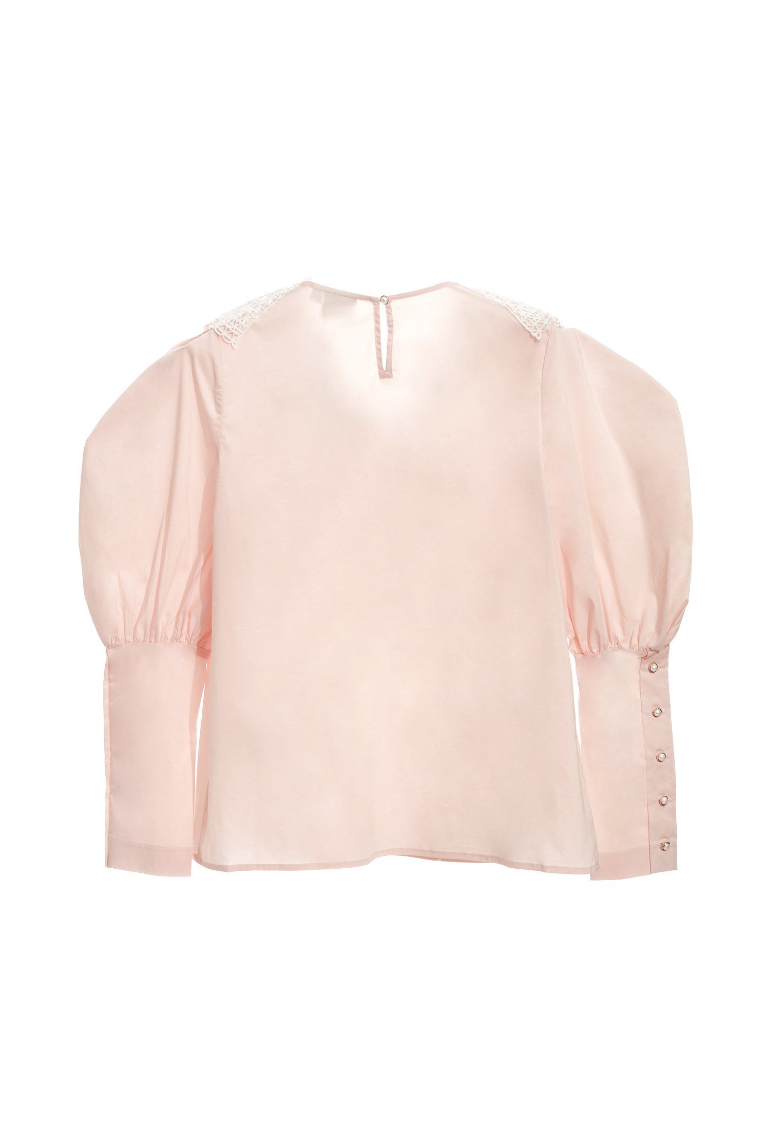 Contrast Hollow Out Lace Collar Pink TopShirt top with bow collar,Tops,Season (AW) Look,bows,Blouses