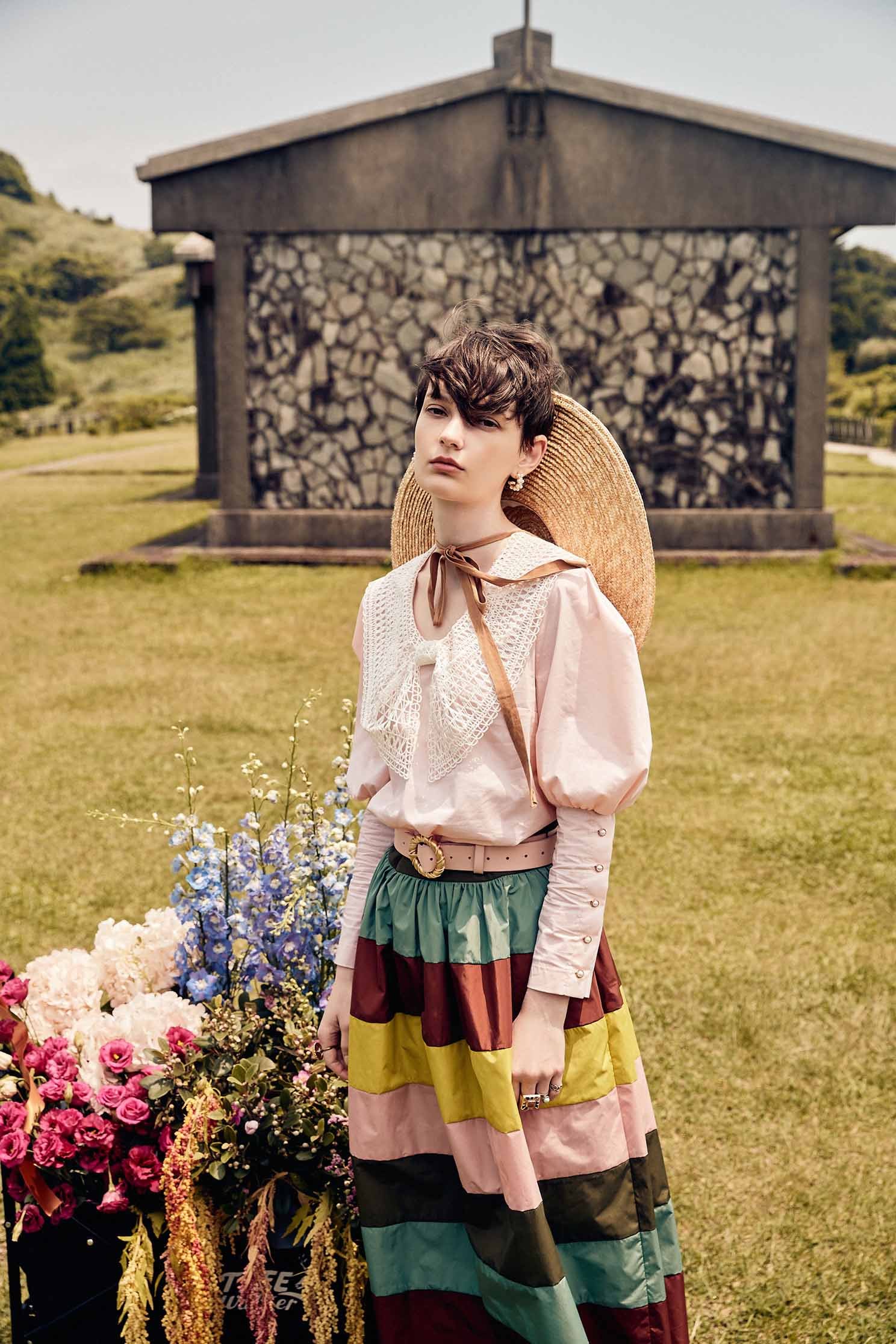 Contrast Hollow Out Lace Collar Pink TopShirt top with bow collar,Tops,Season (AW) Look,bows,Blouses