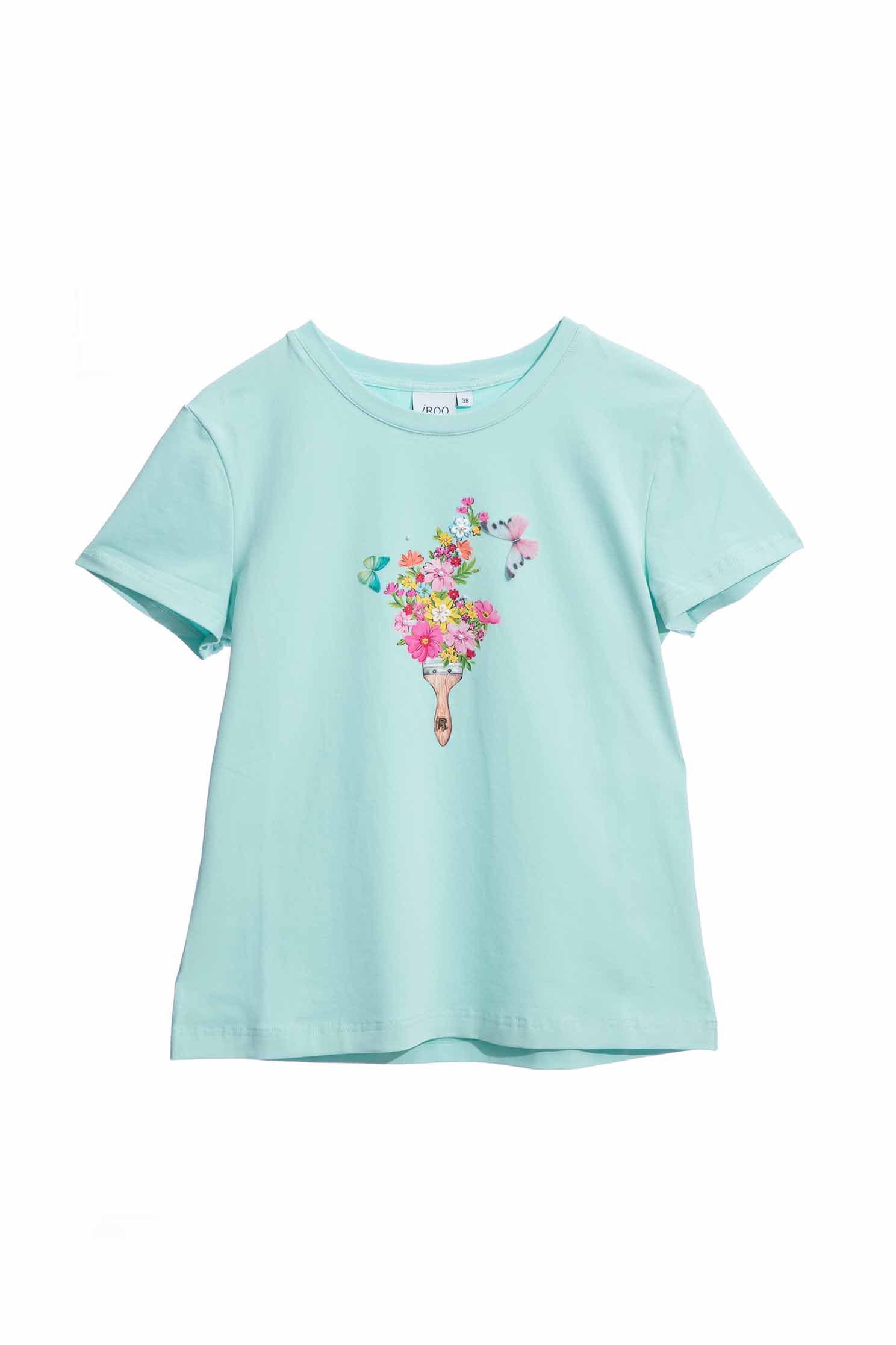 Graphic Floral Print Blue TeeGraphic Floral Print Blue Tee,T-shirts,T-shirts,Tops,Embroidered,Season (SS) Look,Cotton