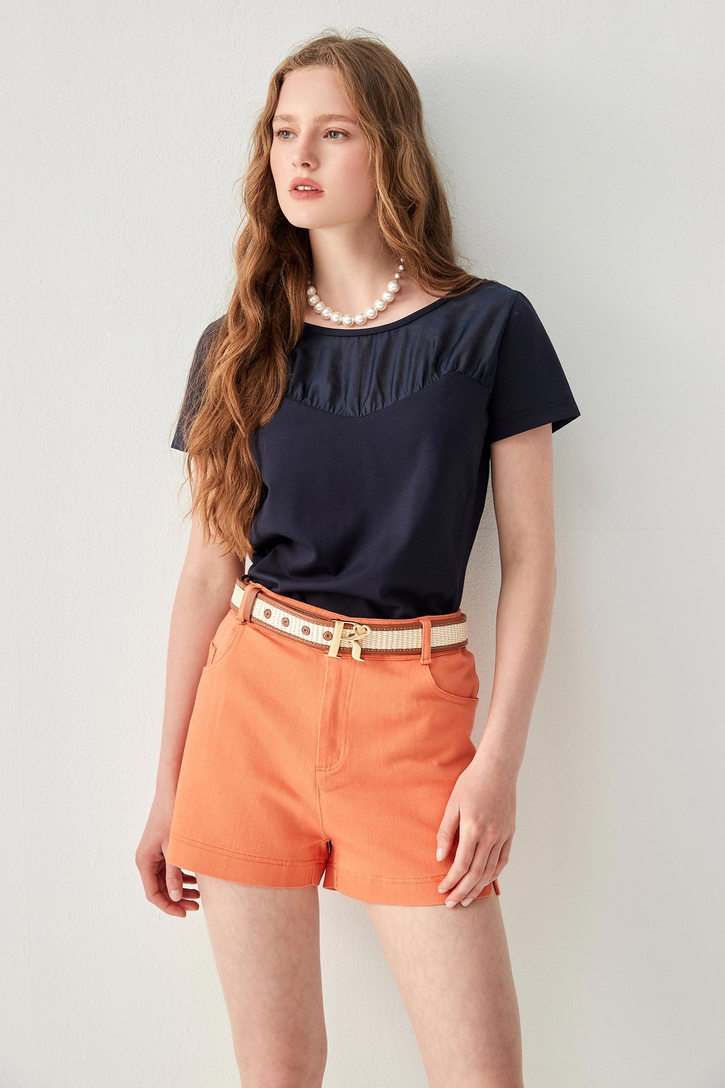 Short Sleeve Front Gather Detail TopShort Sleeve Front Gather Detail Top,Tops,Season (SS) Look