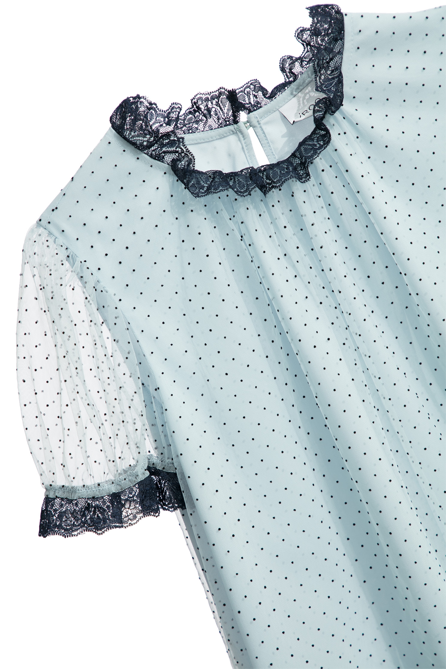 Polka Dot Mesh Top With Lace Trim DetailPolka Dot Mesh Top With Lace Trim Detail,Tops,Season (SS) Look,Mesh fabric,Lace