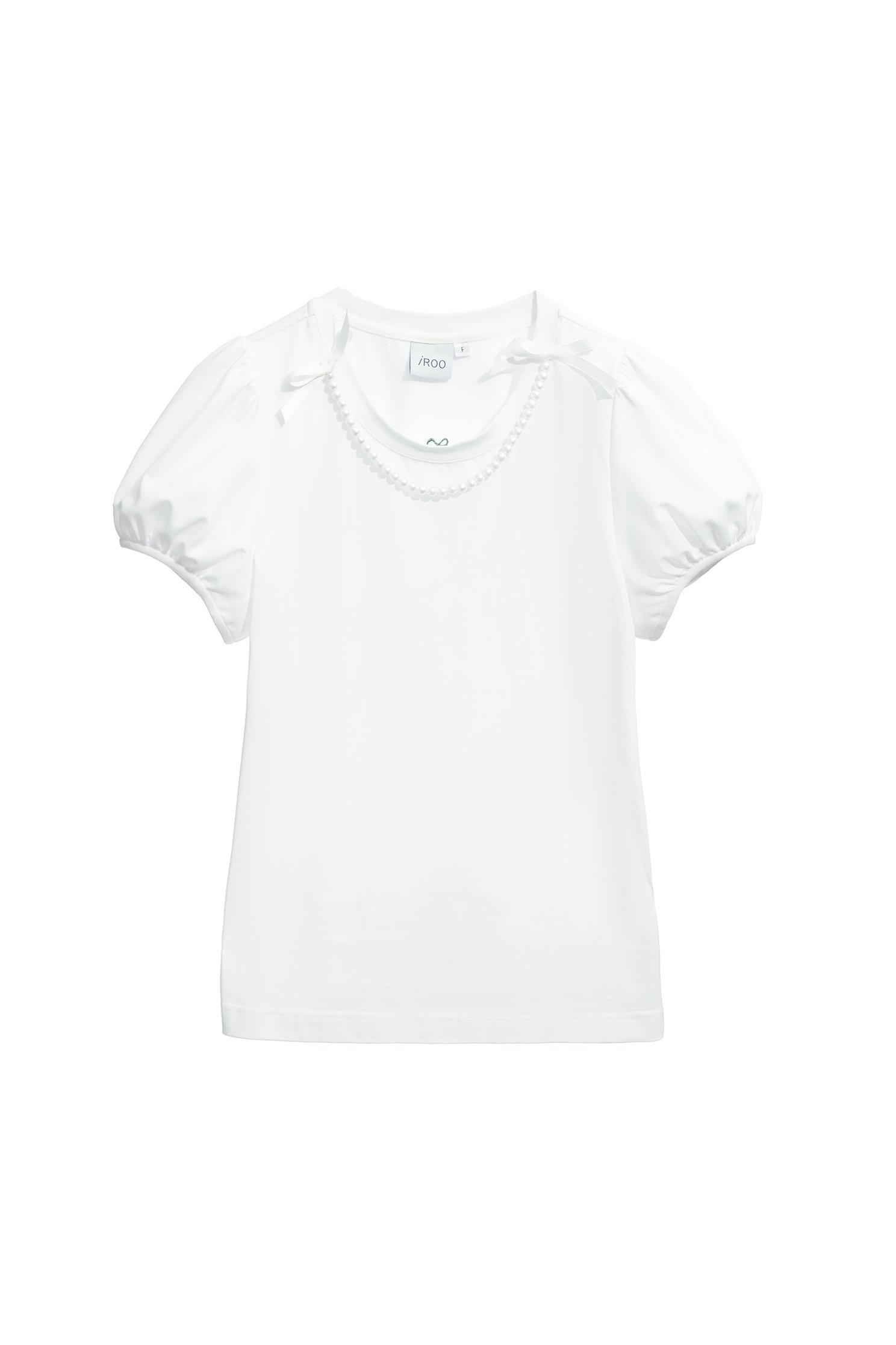 Pearl Applique Tee With Fixed Bow DetailPearl Applique Tee With Fixed Bow Detail,T-shirts,T-shirts,Tops,Embroidered,Season (SS) Look,pearl,Cotton