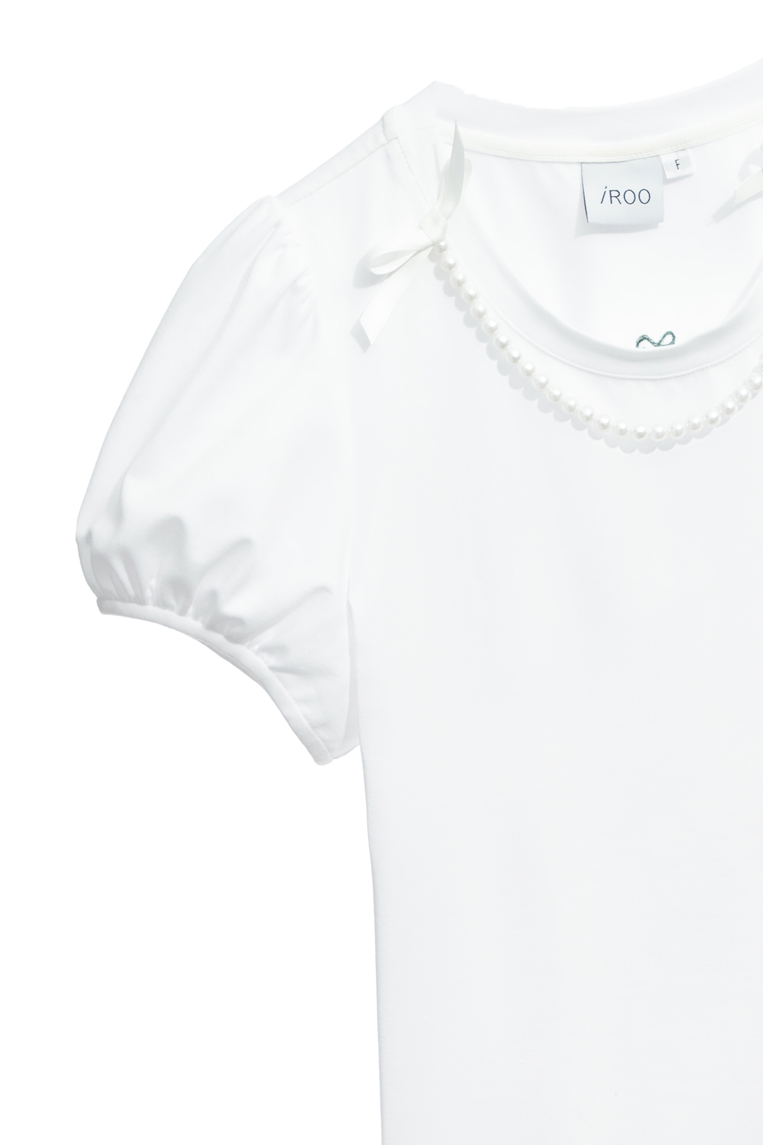 Pearl Applique Tee With Fixed Bow DetailPearl Applique Tee With Fixed Bow Detail,T-shirts,T-shirts,Tops,Embroidered,Season (SS) Look,pearl,Cotton