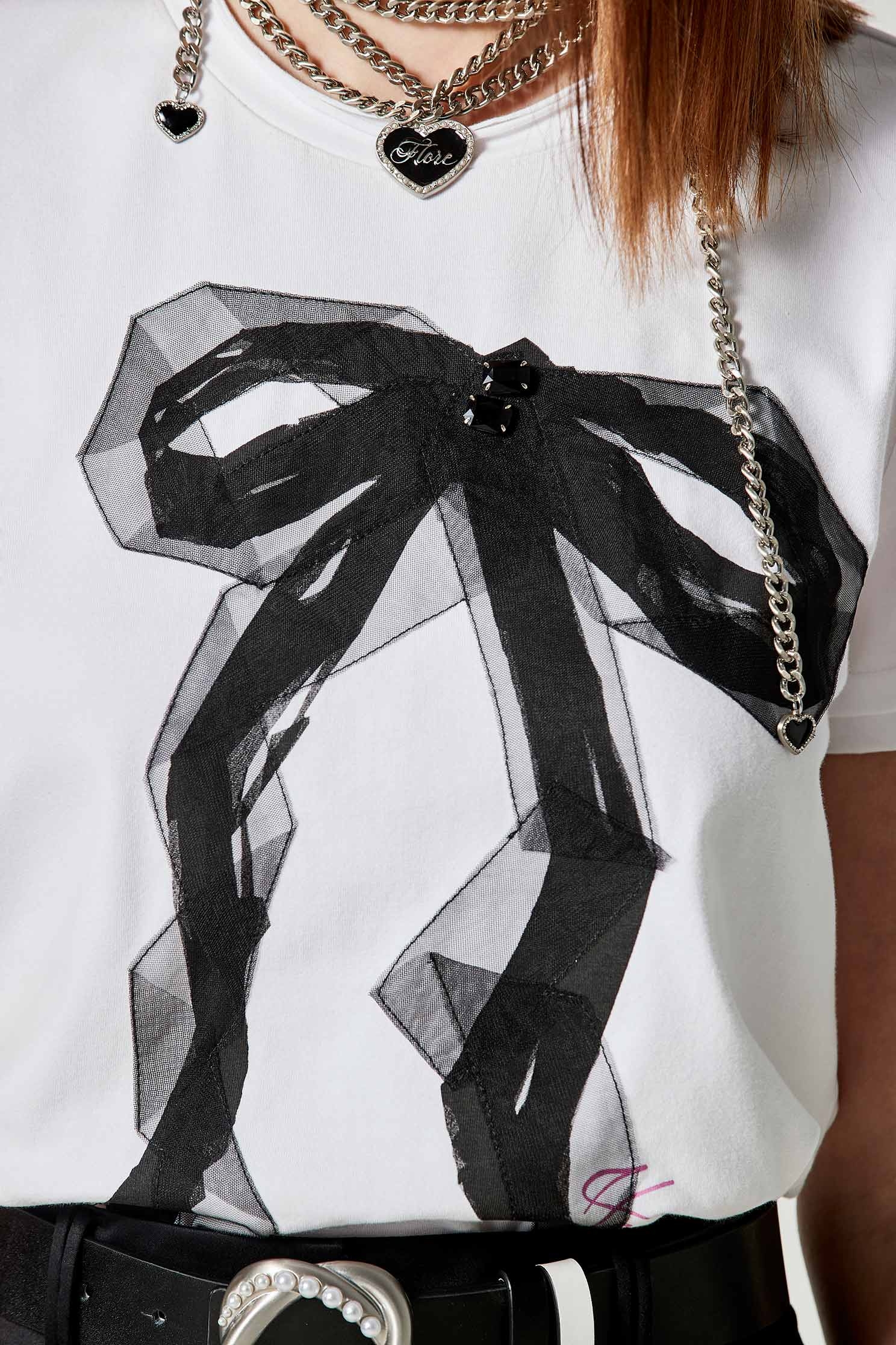 Contrast Bow Graphic Short Sleeve TeeContrast Bow Graphic Short Sleeve Tee,Tops,Season (SS) Look,bows,Blouses