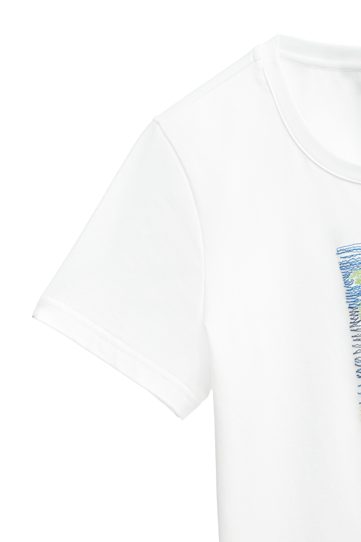 Front Embroidered Graphic White TeeFront Embroidered Graphic White Tee,T-shirts,Season (SS) Look,Cotton,Embroidered