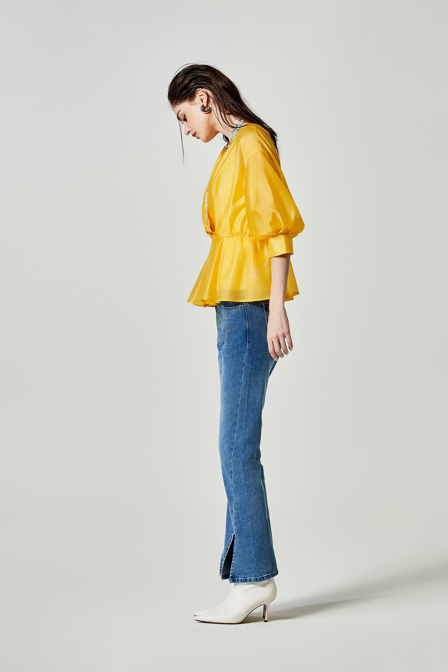 Lantern Sleeve Yellow TopLantern Sleeve Yellow Top,Tops,Under shirts,Season (SS) Look,sleeveless tops