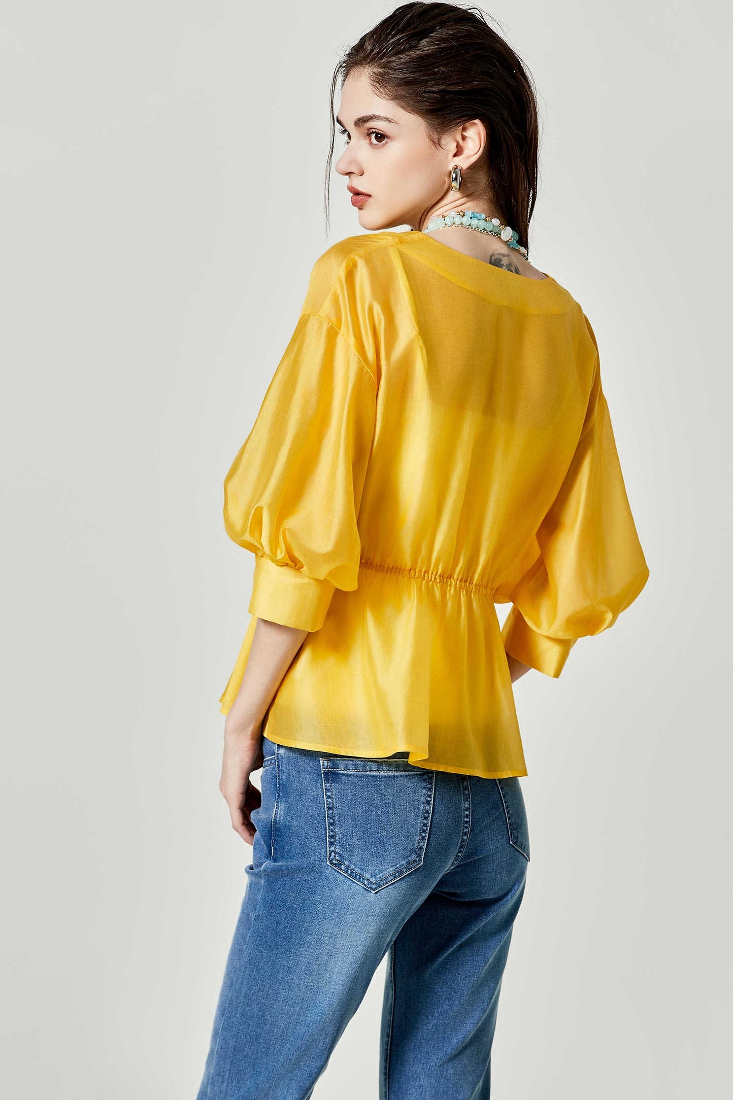 Lantern Sleeve Yellow TopLantern Sleeve Yellow Top,Tops,Under shirts,Season (SS) Look,sleeveless tops