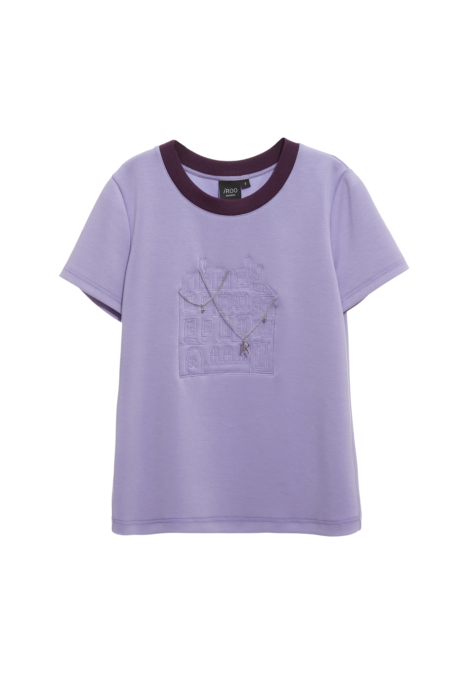 Front Embroidered Graphic Purple TeeFront Embroidered Graphic Purple Tee,T-shirts,Season (SS) Look,Embroidered