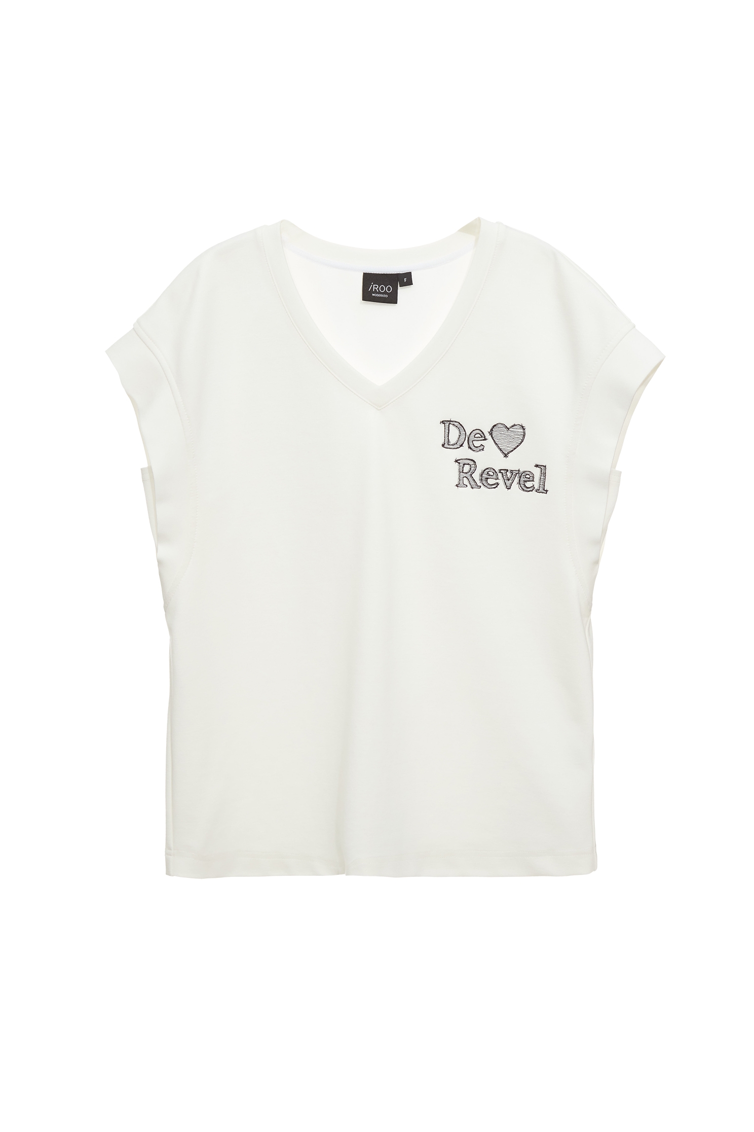 Embroidered Slogan TeeEmbroidered Slogan Tee,T-shirts,V-Neck T shirts,Tops,Embroidered tops,Season (SS) Look,White tops,Embroidered