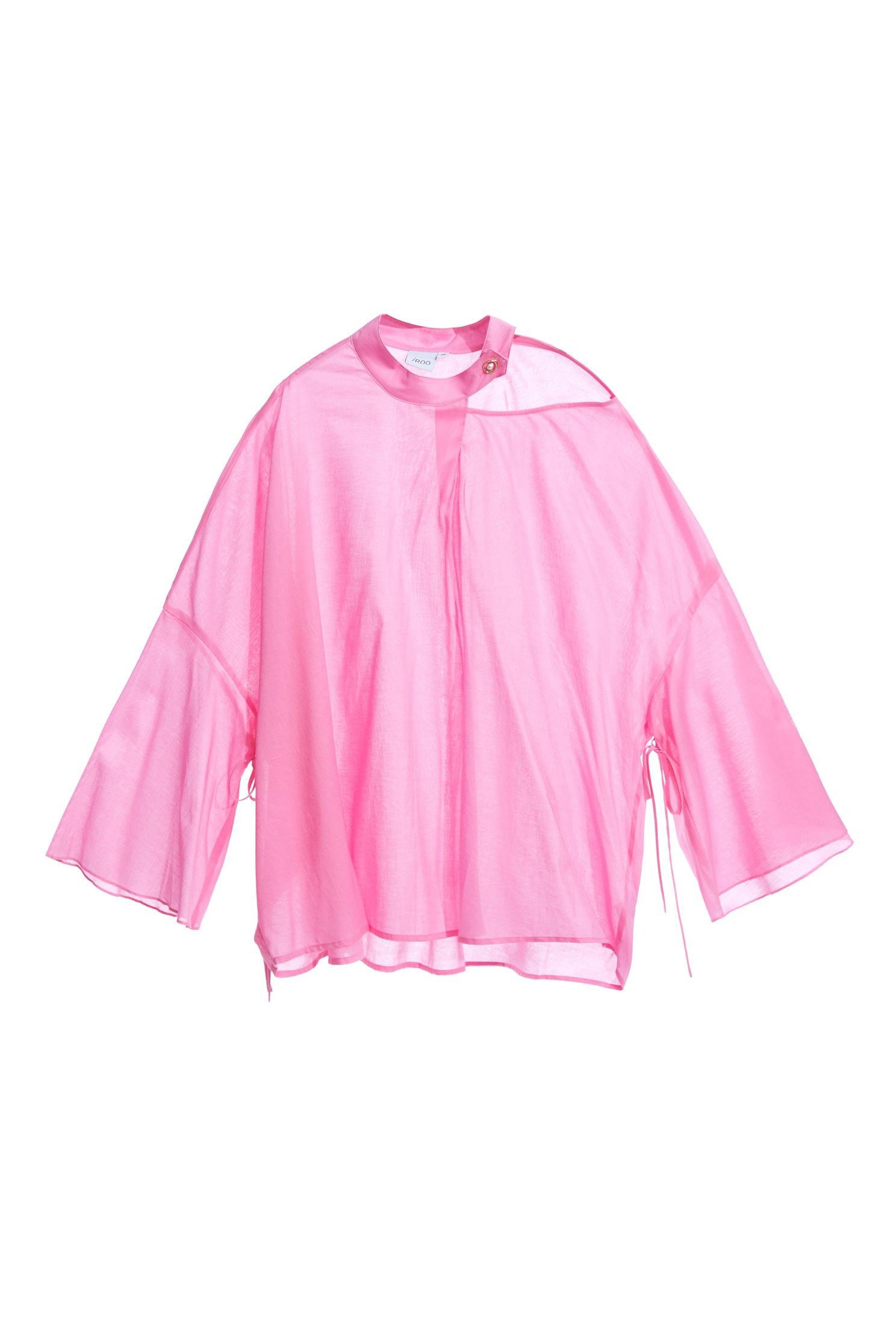 Oversize Cut Out Shoulder BlouseIrregular cut-out  top,Tops,Round neck tops,Queen,Season (SS) Look,iROO LIVE,Pink,Travel with BFF