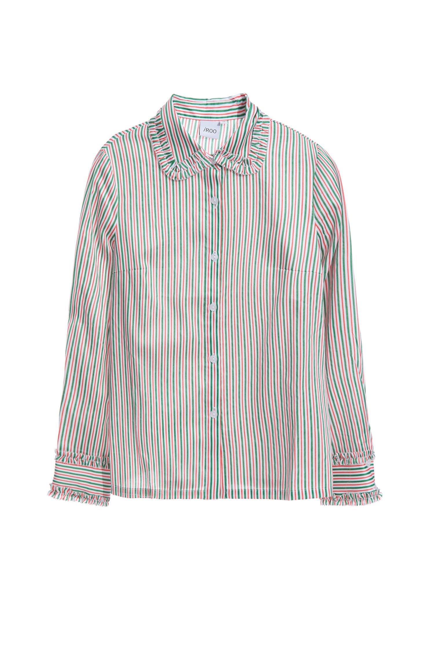 Red & Green Pinstripe BlouseColored striped shirt,Tops,Season (SS) Look,Stripe,Blouses,Long sleeve tops