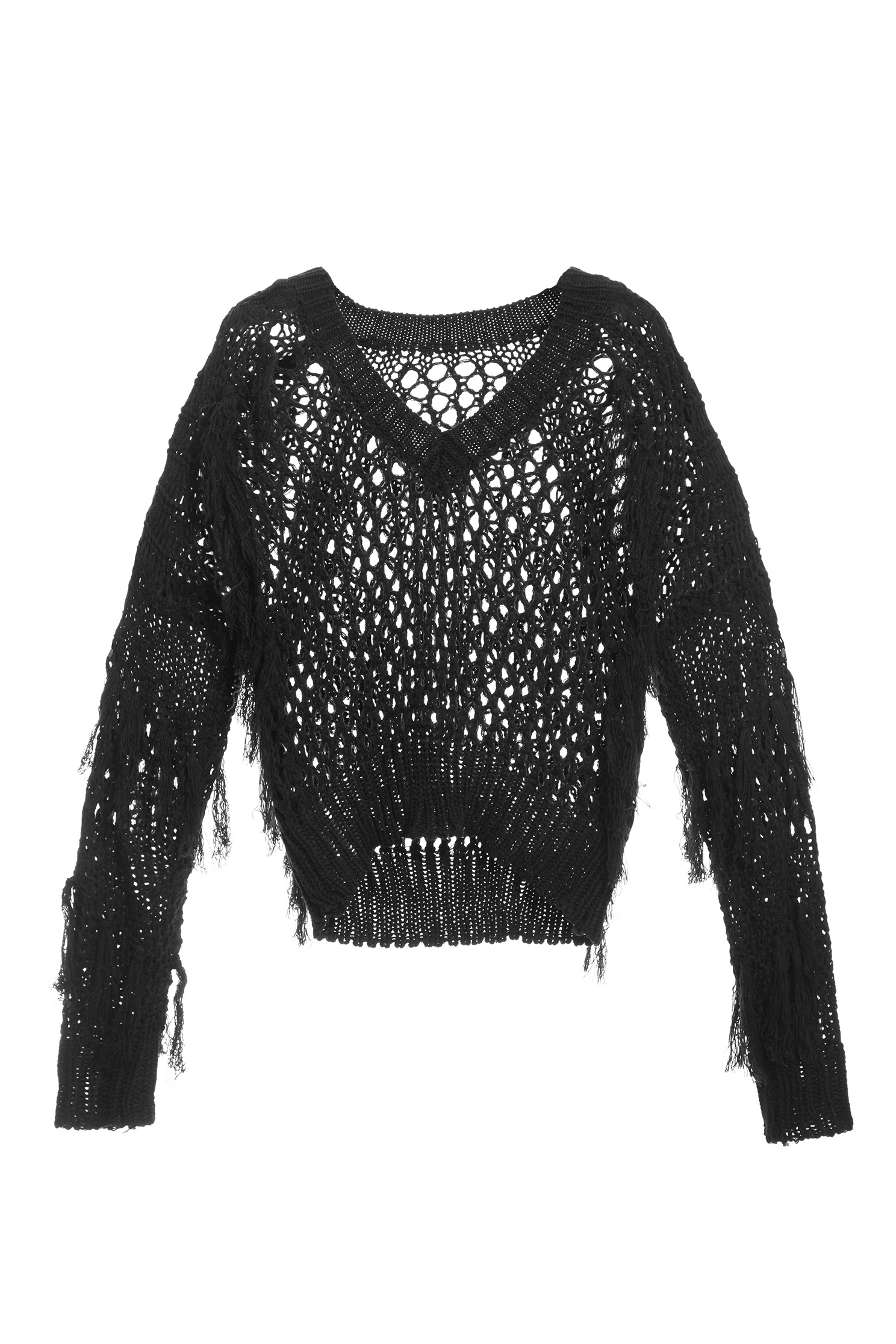 Loose Knit Top With Fringe DetailKnit top with textured design,Tops,Season (AW) Look,Knitted,Knitted tops,Knitted tops