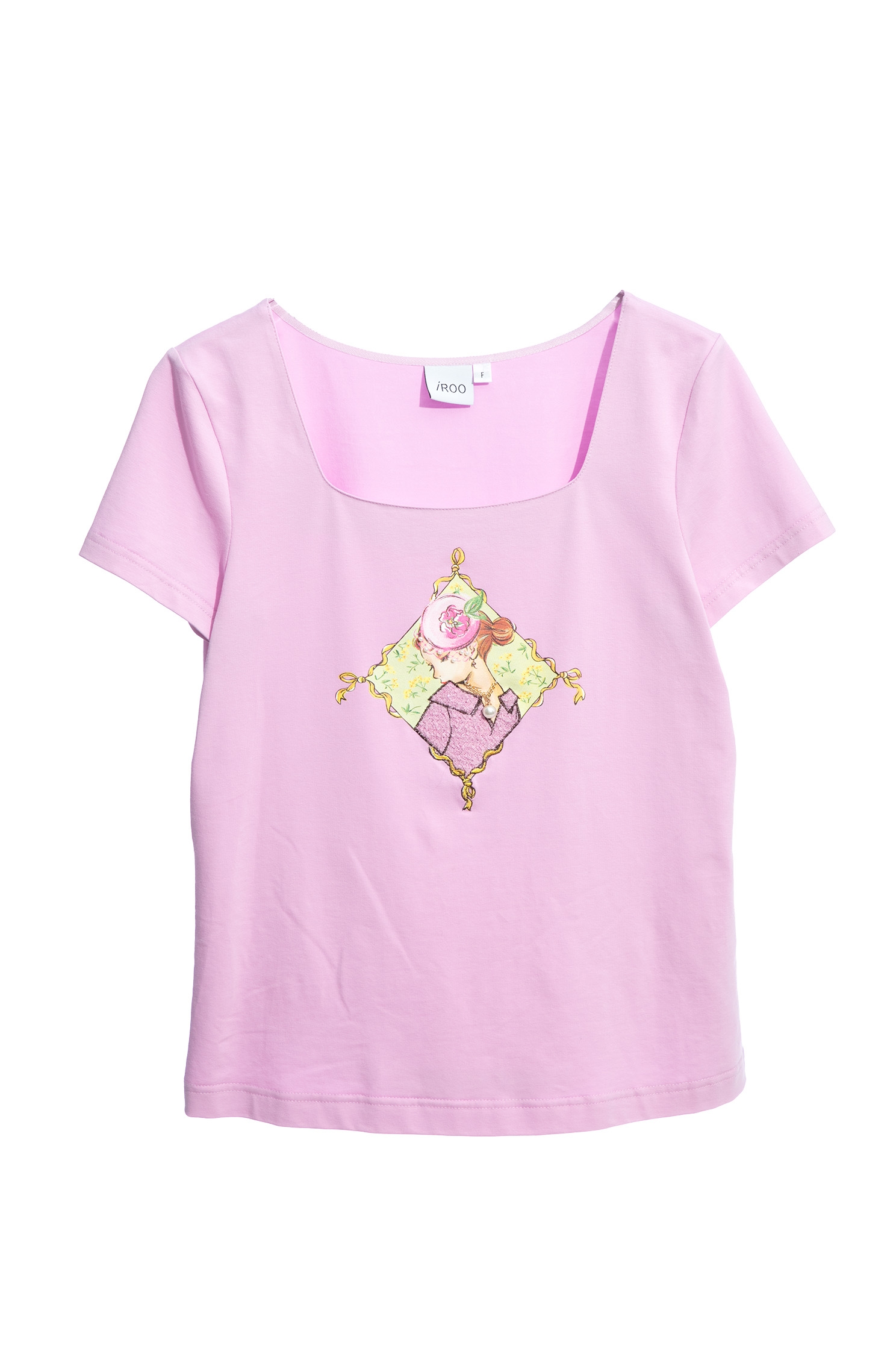 Lady Graphic Print Pink TeeLady Graphic Print Pink Tee,T-shirts,T-shirts,Tops,Embroidered,Season (AW) Look,Embroidered tops