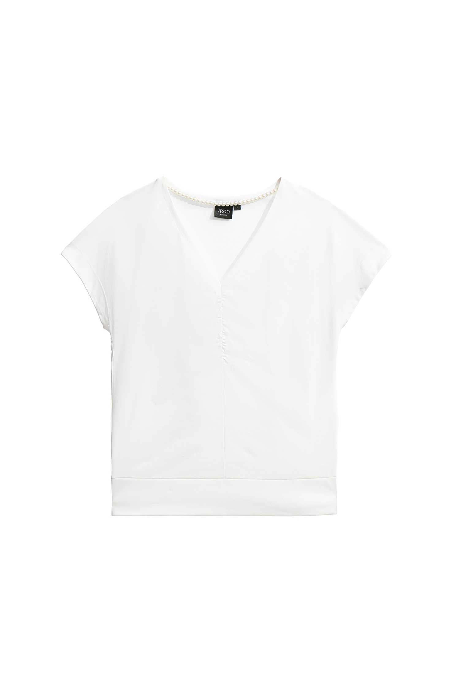 V-neck Pearl Applique TeeV-neck Pearl Applique Tee,T-shirts,Tops,Season (SS) Look,pearl