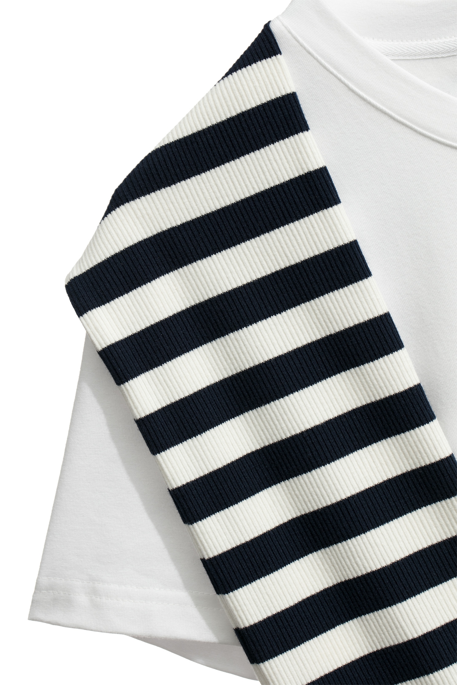 Fake Two Piece TeeFake Two Piece Tee,T-shirts,Season (SS) Look,Stripe,Cotton,Embroidered