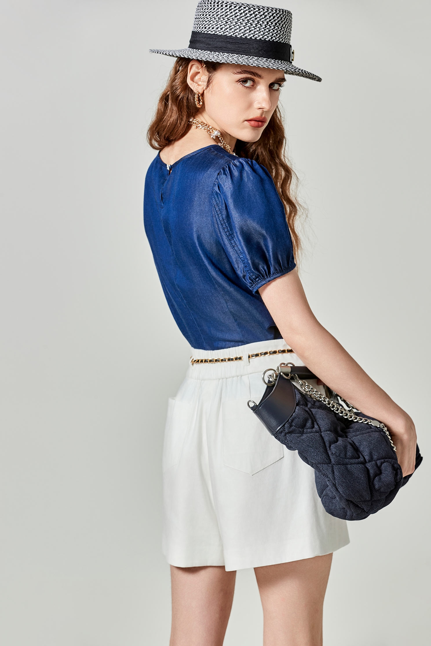 Short Sleeve Soft Denim TopShort Sleeve Soft Denim Top,Tops,Season (SS) Look