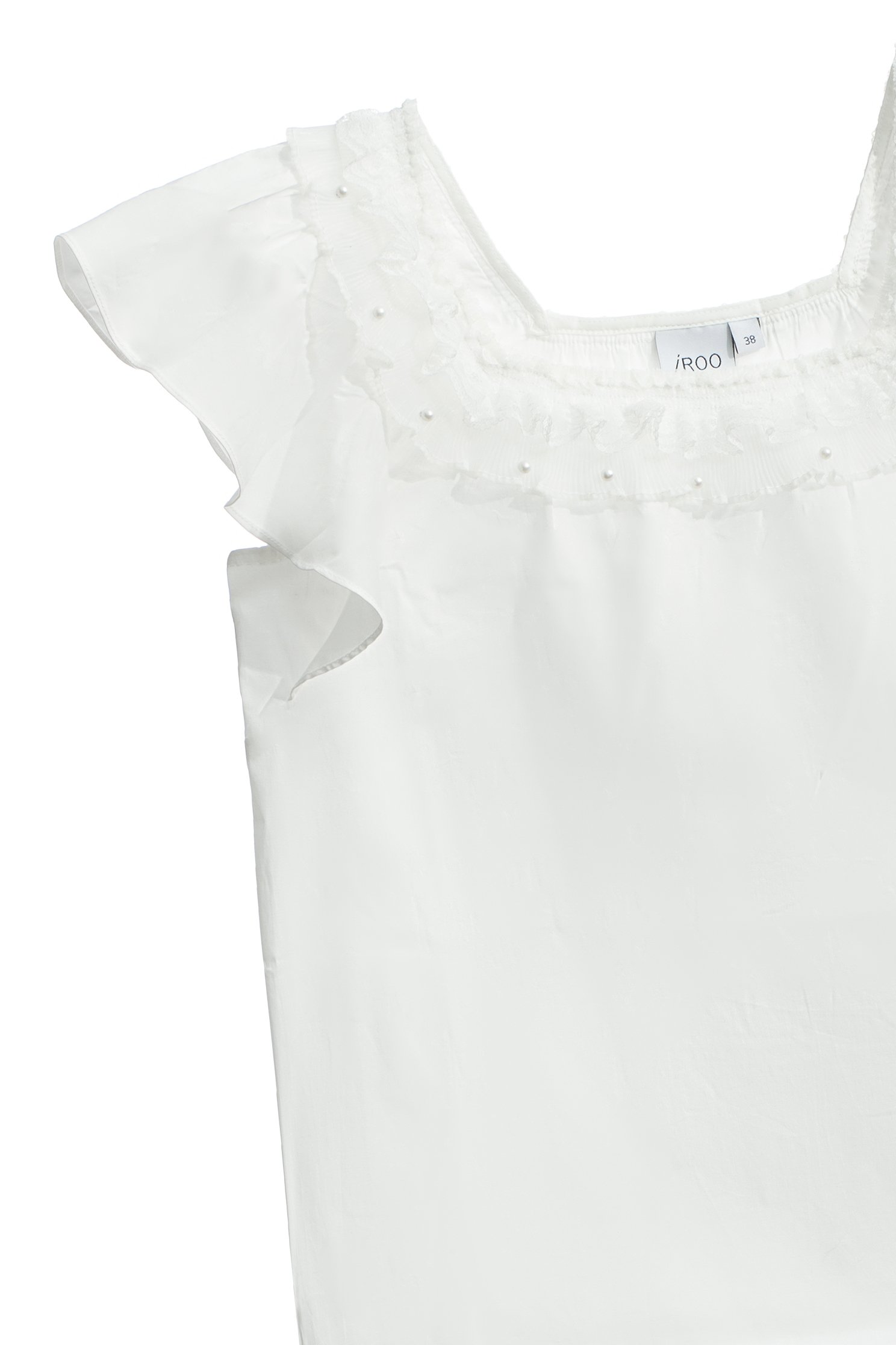 Flare Sleeve With Ruffle Trim Detail TopFlare Sleeve With Ruffle Trim Detail Top,Tops,Season (SS) Look,pearl,Cotton