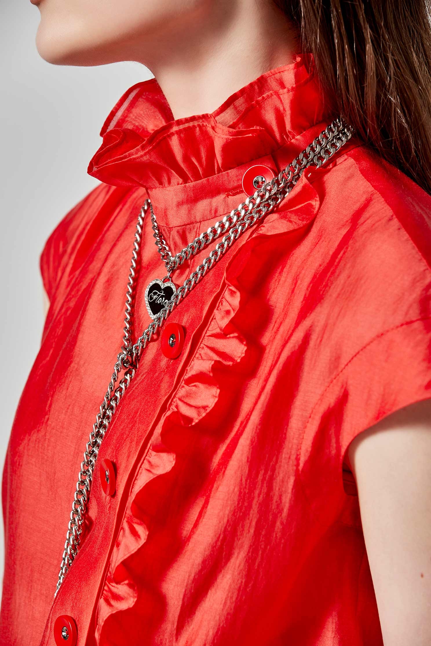 Ruffle Detail Red TopRuffle Detail Red Top,Tops,Season (SS) Look,Blouses