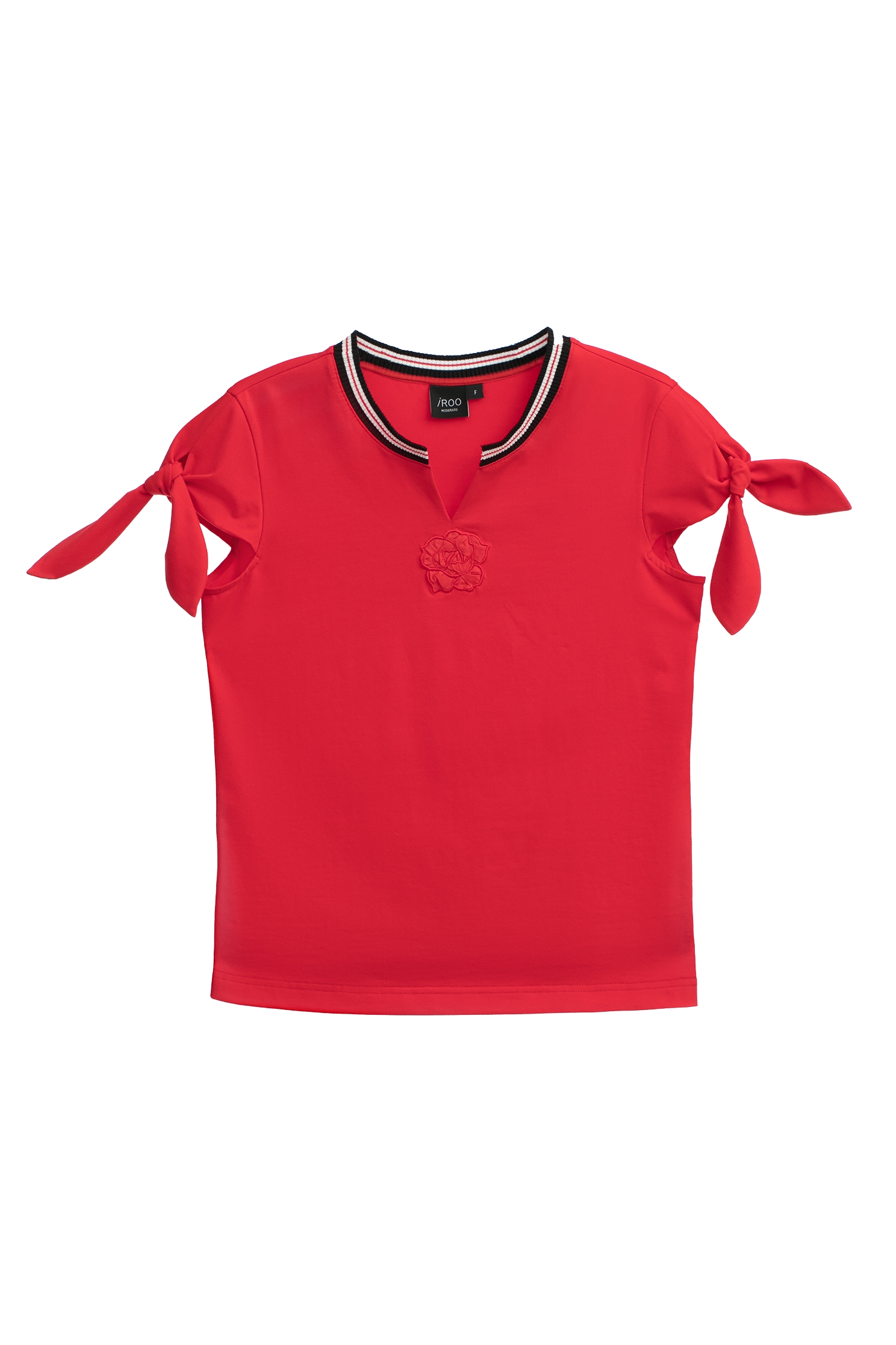 Short Sleeve Tee With Side Bow DetailShort Sleeve Tee With Side Bow Detail,T-shirts,Tops,Season (SS) Look,Embroidered