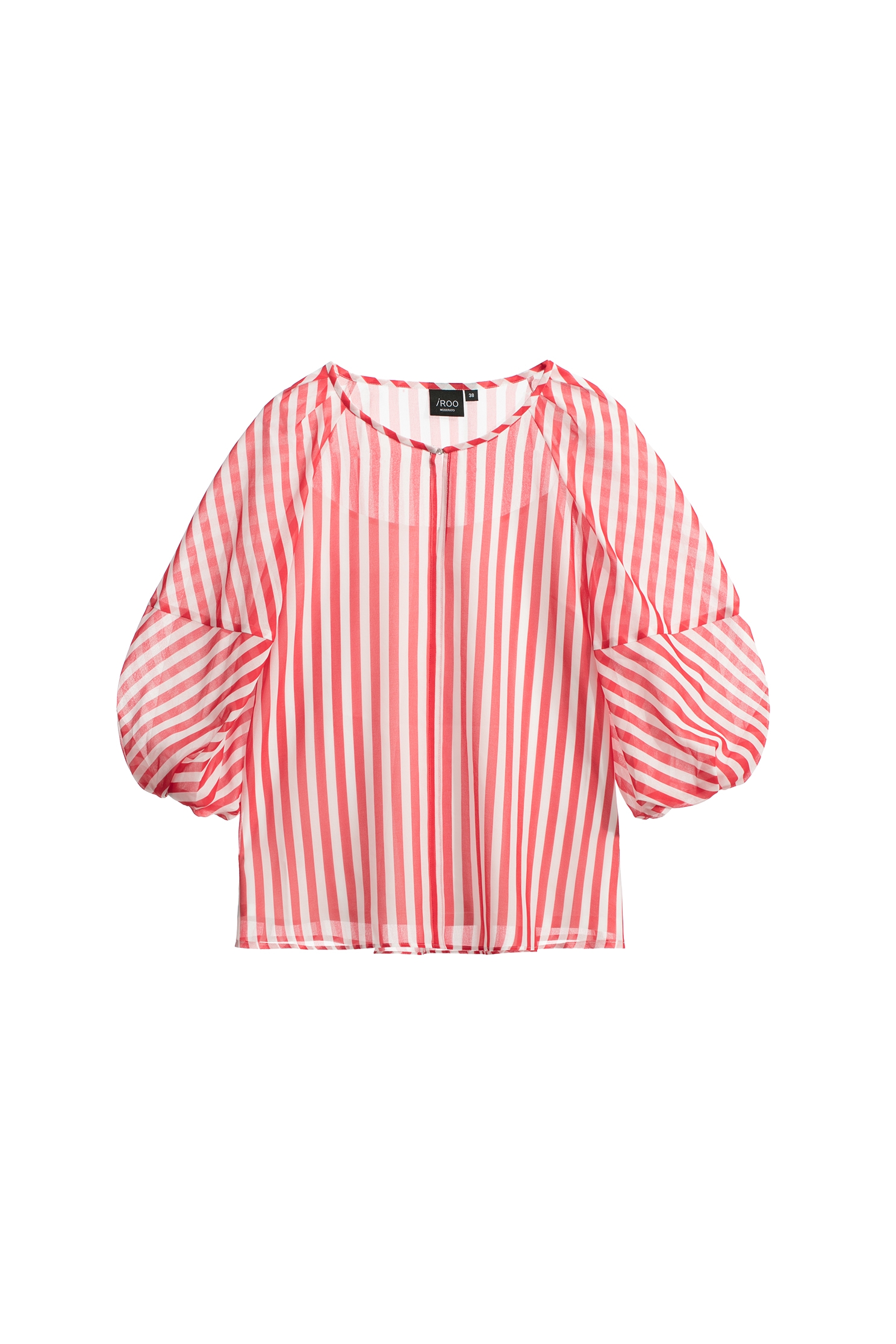 Red White Stripe Puff Sleeve TopRed White Stripe Puff Sleeve Top,Tops,Season (SS) Look